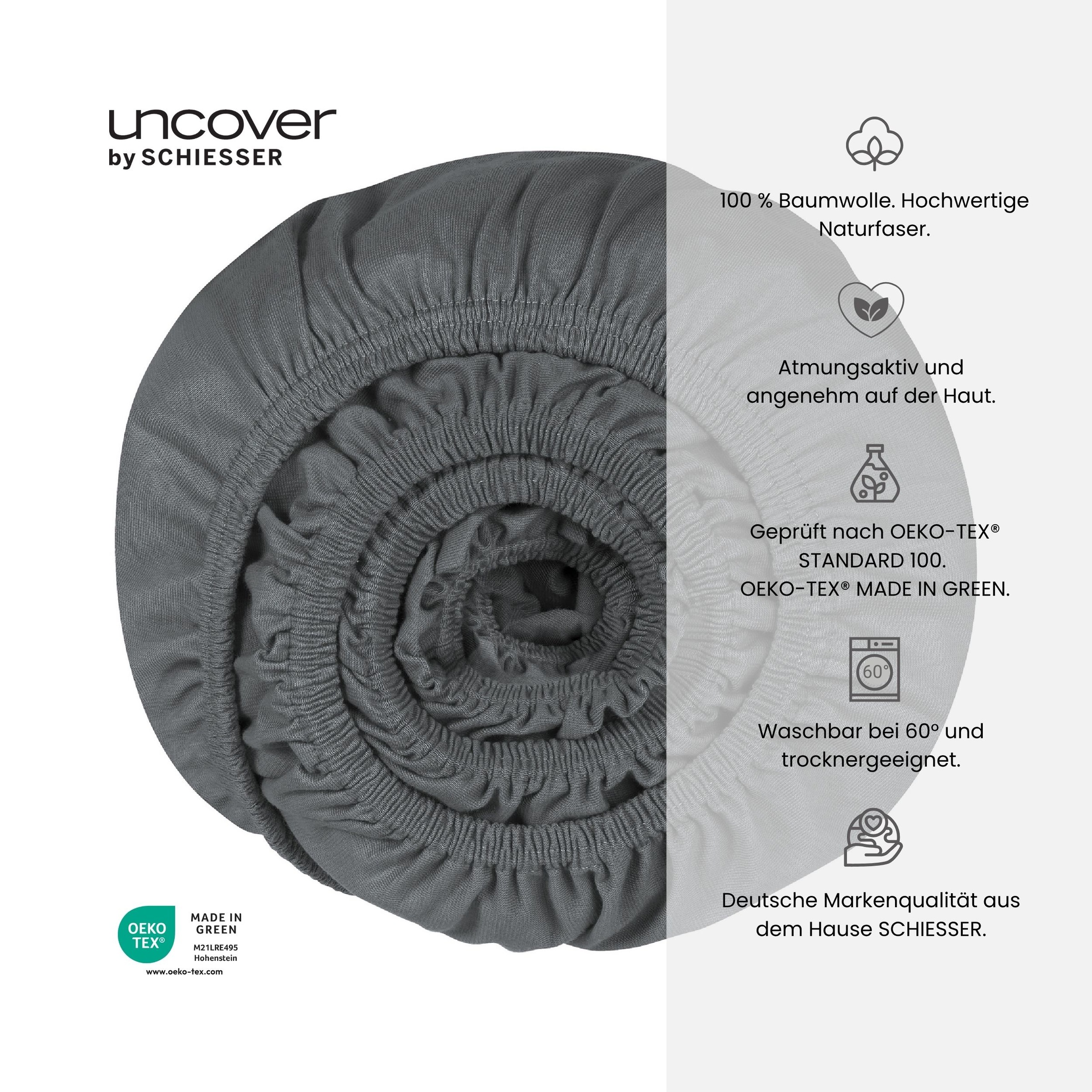 uncover by SCHIESSER Spannbettlaken "New Jersey aus 100% Baumwolle" OEKO-TEX MADE IN GREEN