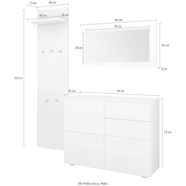 ❤ borchardt Möbel Garderoben-Set »Rova«, (3-tlg.) kaufen im Jelmoli-Online  Shop