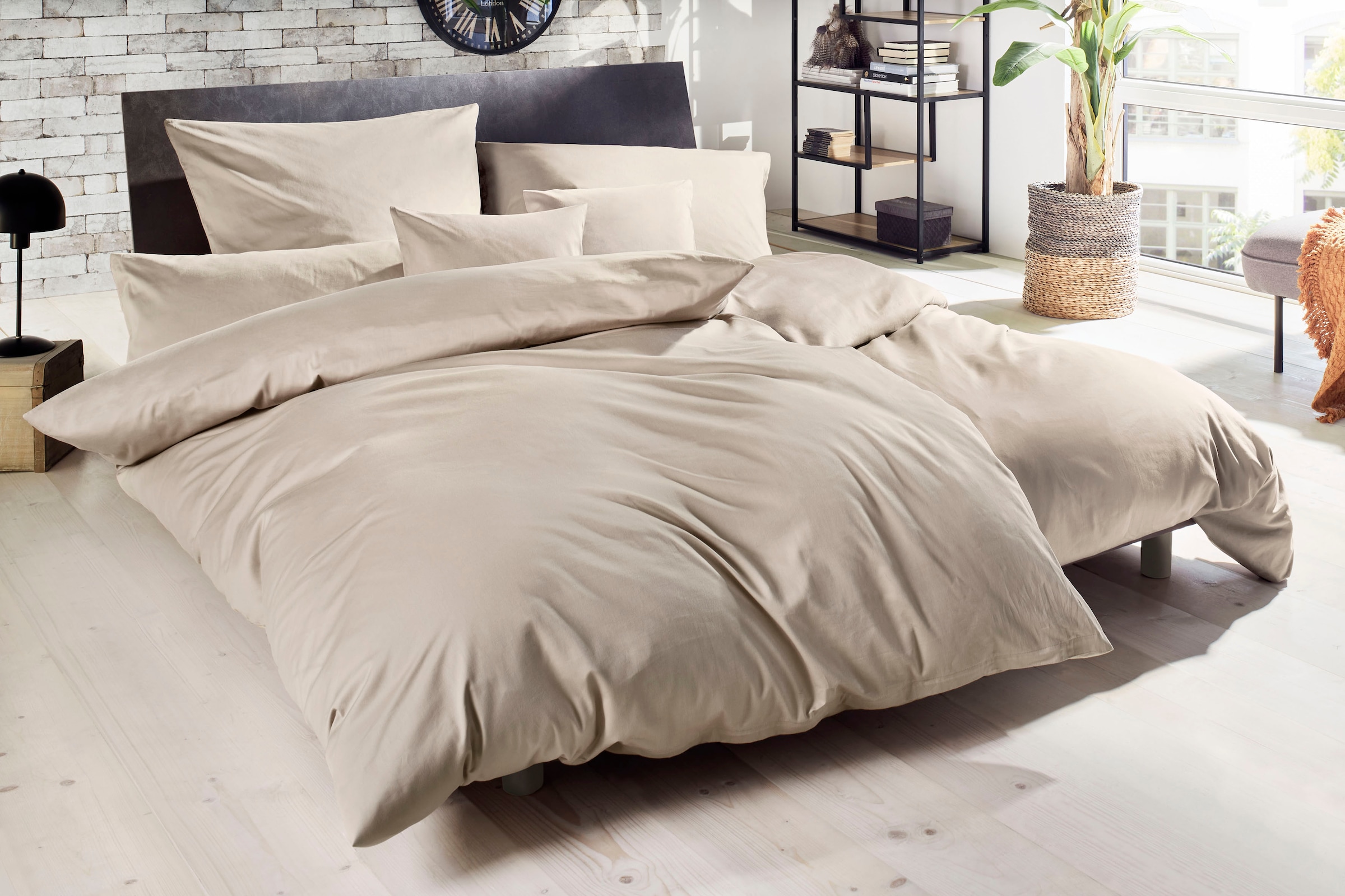 Primera Bettwäsche »Uni Luxus-Satin in Gr. 135x200, 155x220 oder 200x200 cm«, Bettwäsche aus Baumwolle, unifarbene Bettwäsche mit Reissverschluss