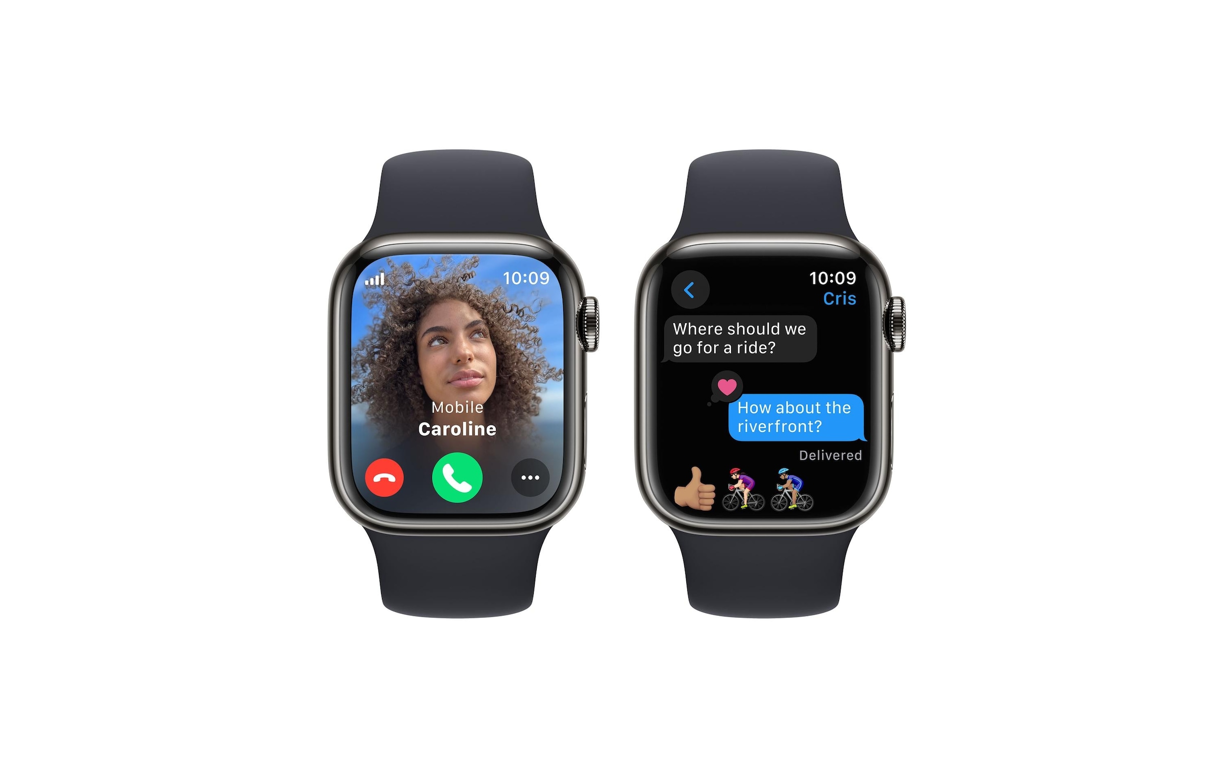 Apple Smartwatch »Series 9, GPS + Cellular, Edelstahl-Gehäuse mit Sportarmband«, Watch OS 10, 64 GB,)