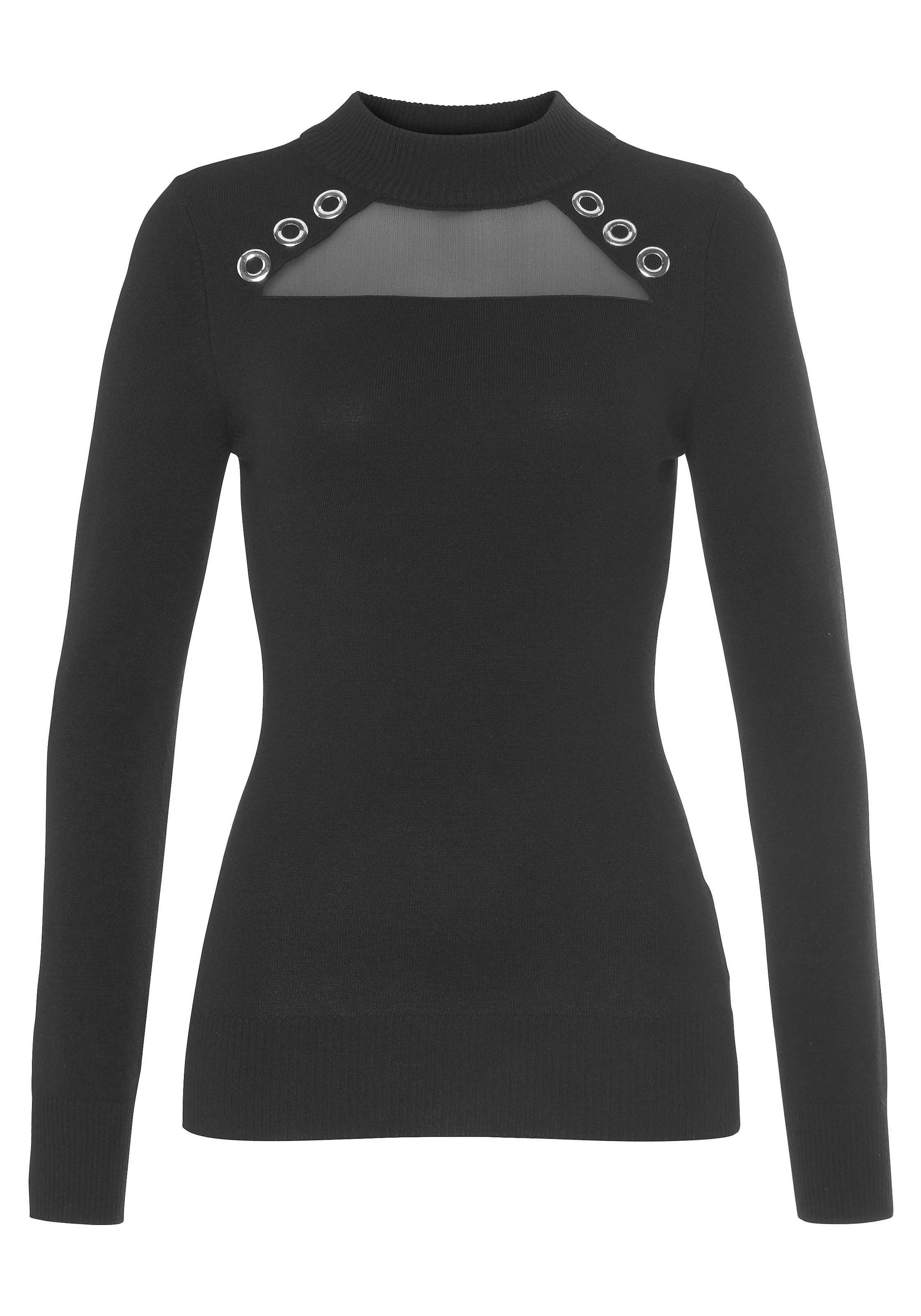 Melrose Strickpullover, mit Nietendetails und Mesh-Einsatz