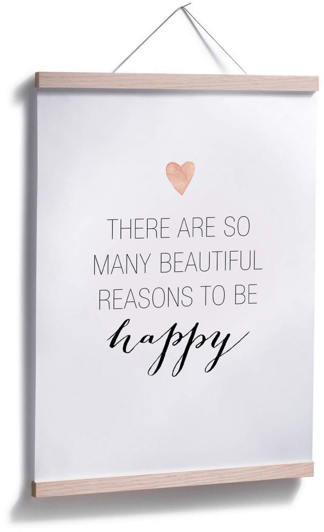 Wall-Art Poster »Be happy Zitat Affirmationen«, Schriftzug, (1 St.), Poster ohne Bilderrahmen