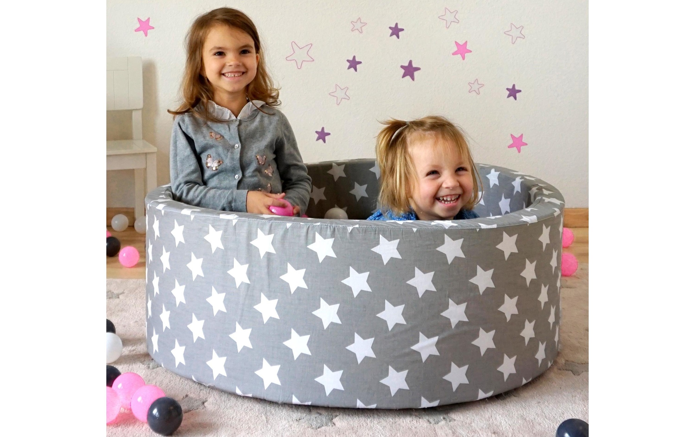 Knorrtoys® Bällebad »Grey White Stars 300 Bälle creme/grey/rose«