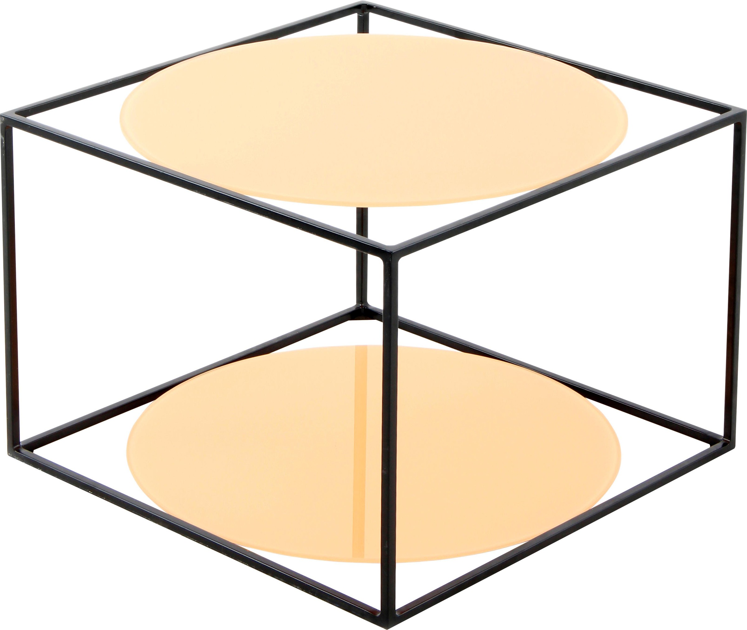 Kayoom Beistelltisch "Cody, Beistelltisch in Würfelform, offenes, modernes Design" 1 Stk. tlg. moderne Kubusform mit runden Ablageflächen aus Glas