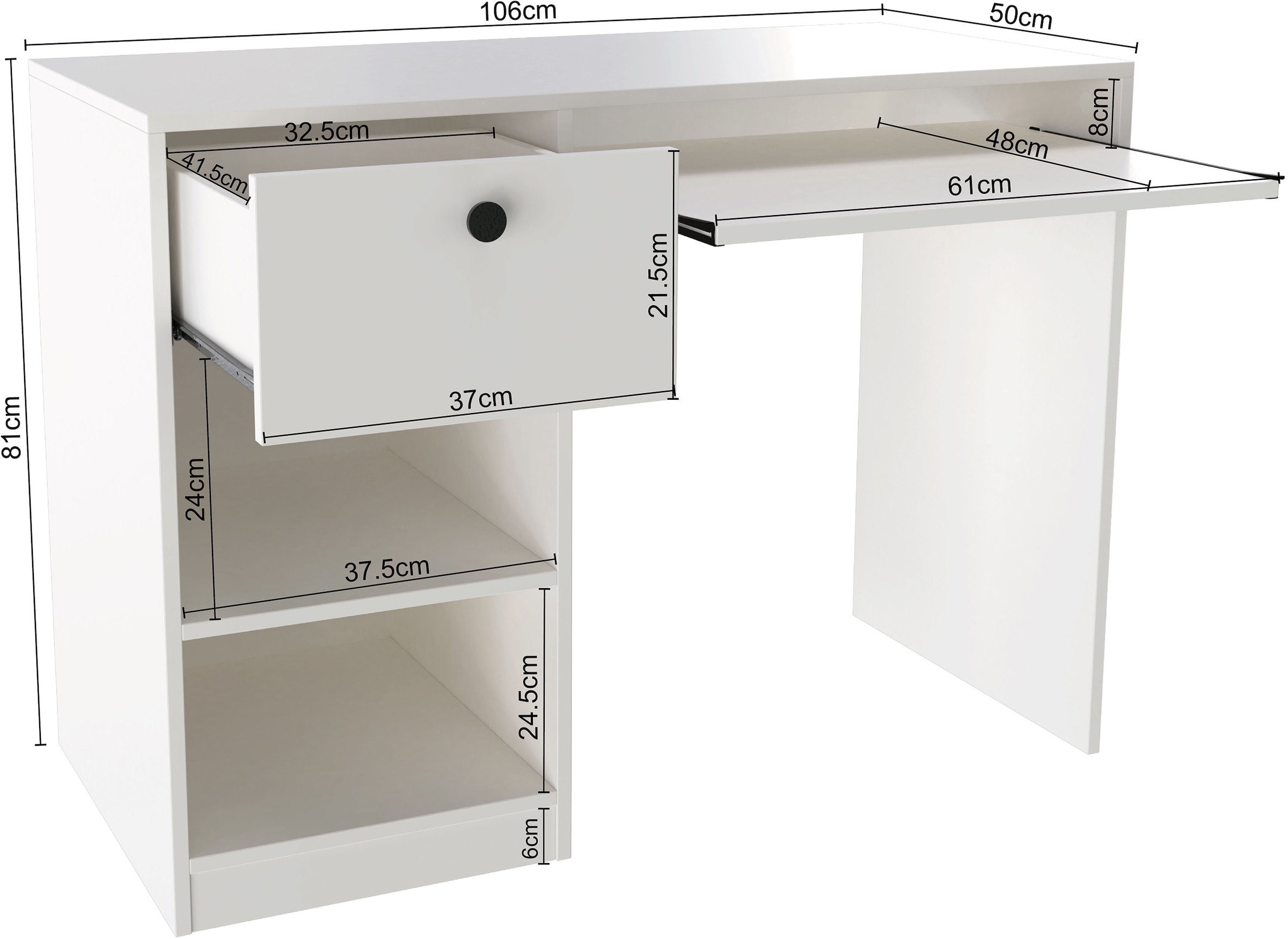 INOSIGN Schreibtisch »PODUM, Computertisch,«, Tastaturauszug, grosse Schublade, Breite 106 cm