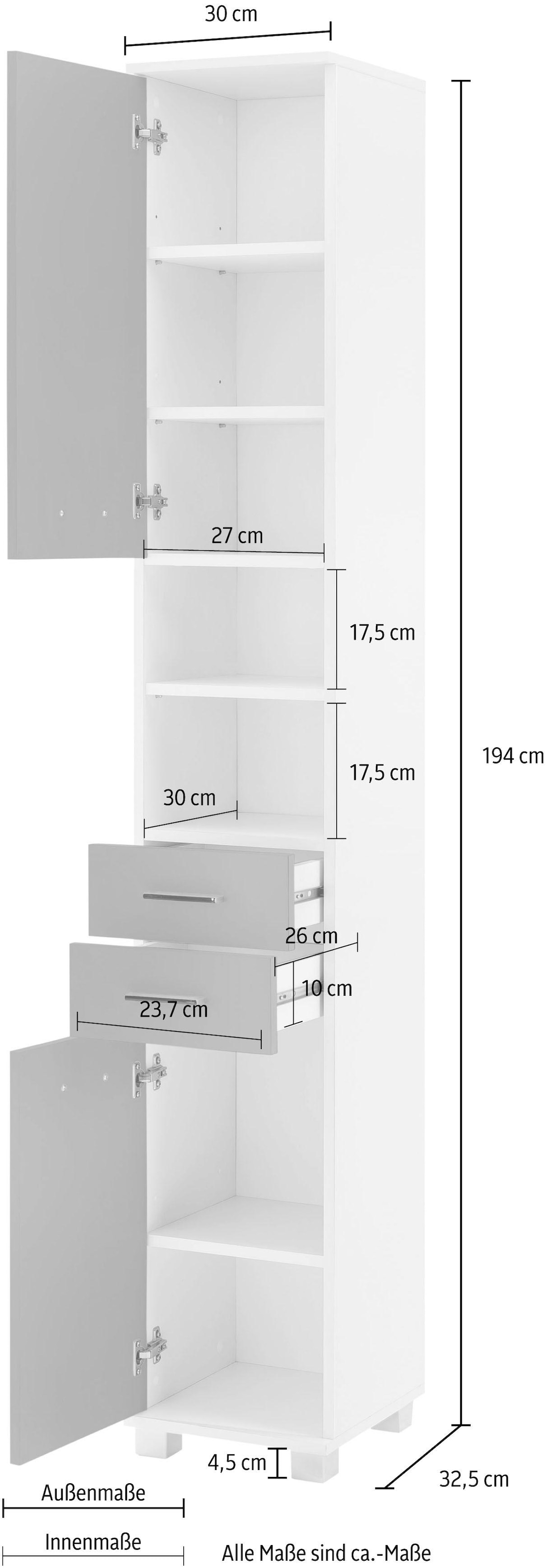 Schildmeyer Hochschrank »Lumo«, Breite 30 cm, mit 2 Türen, 2 Schubladen & 2  offenen Fächern online bestellen | Jelmoli-Versand
