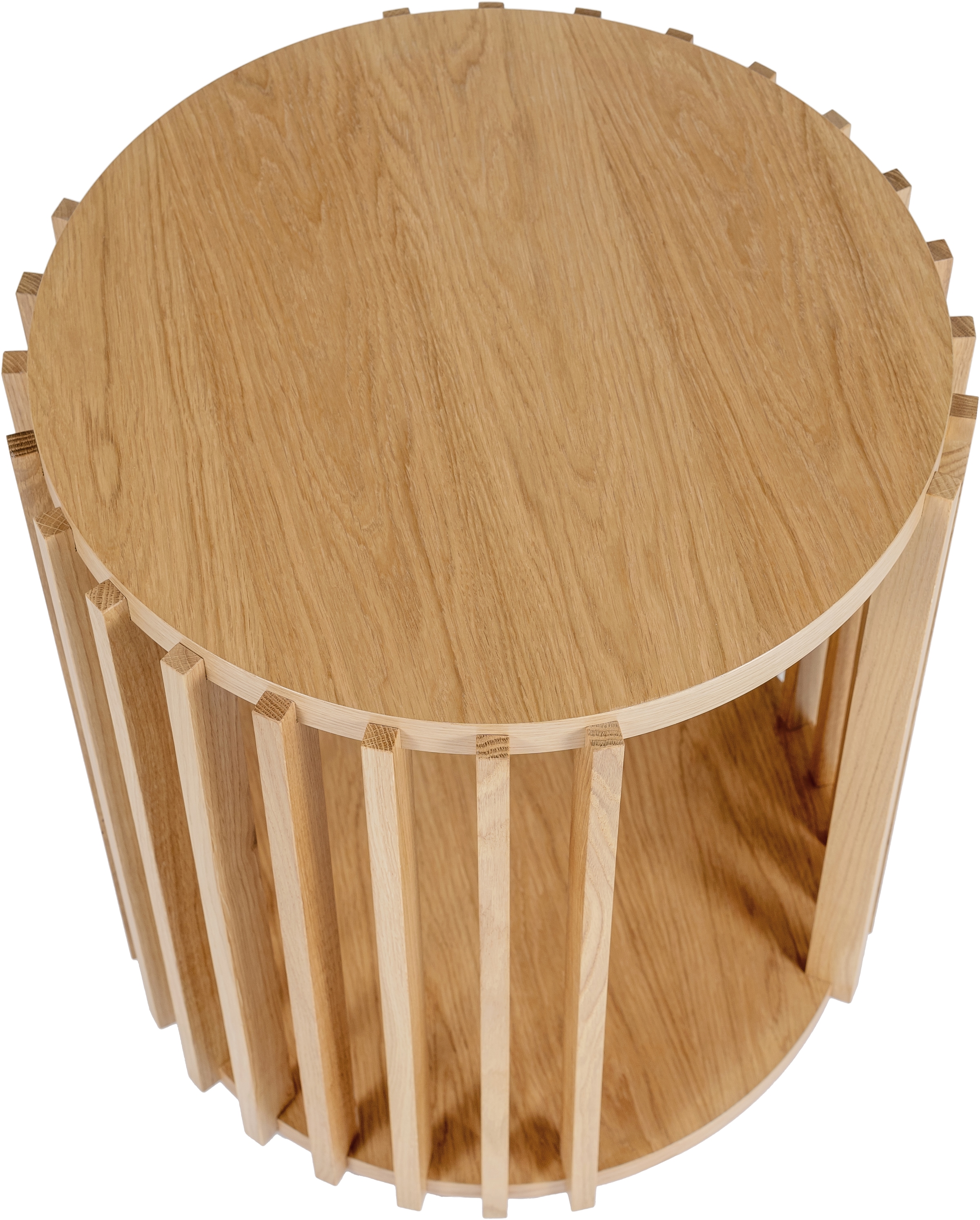 Woodman Beistelltisch »Drum, Breite/Tiefe/Höhe: 53/53/58 cm«, Holzfurnier aus Eiche, Sprossen aus massiver Eiche, FSC®
