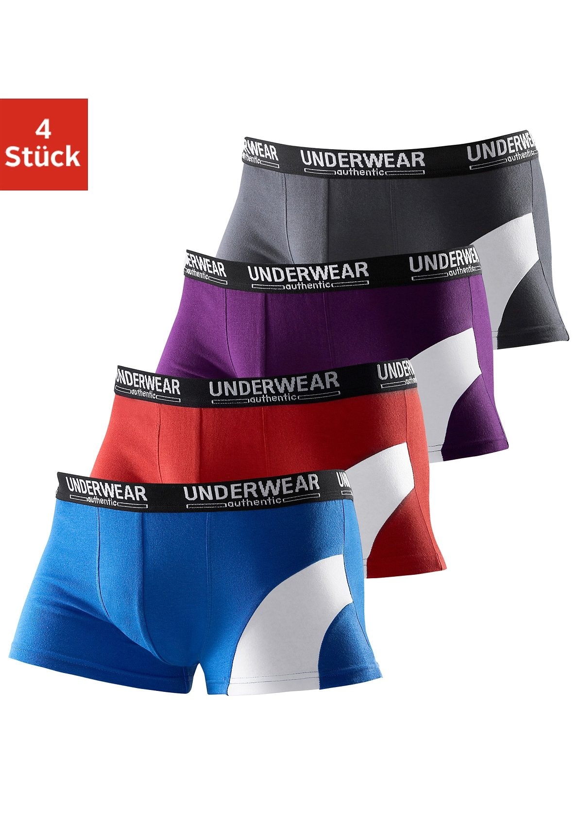 AUTHENTIC UNDERWEAR Boxer, (Packung, 4 St.), mit kontrastfarbenen Einsatz