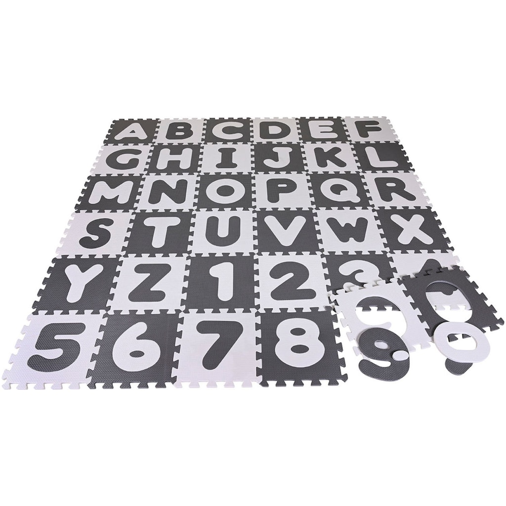 Knorrtoys® Puzzle »Alphabet + Zahlen, grau-weiss«, Puzzlematte, Bodenpuzzle