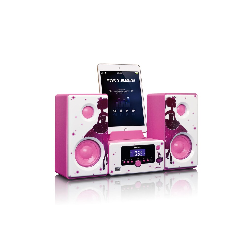 Lenco Microanlage »MC-020 Pink«, (Bluetooth FM-Tuner)