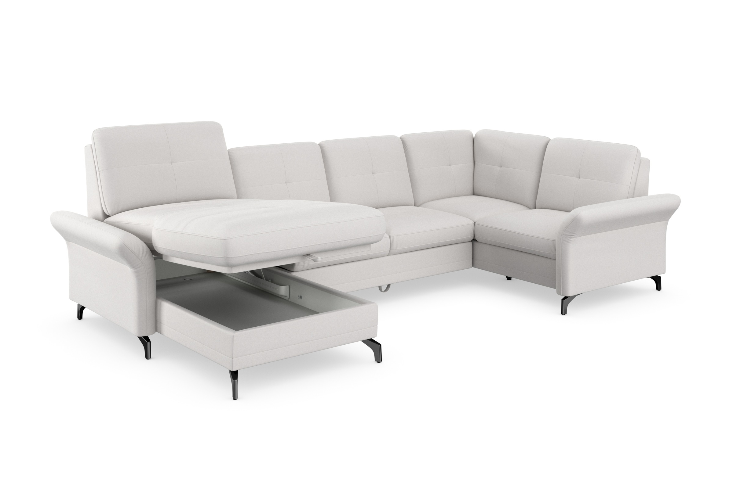 Places of Style Wohnlandschaft »Calando U-Form«, wahlweise mit Bettfunktion, Bettkasten und Armteilfunktion