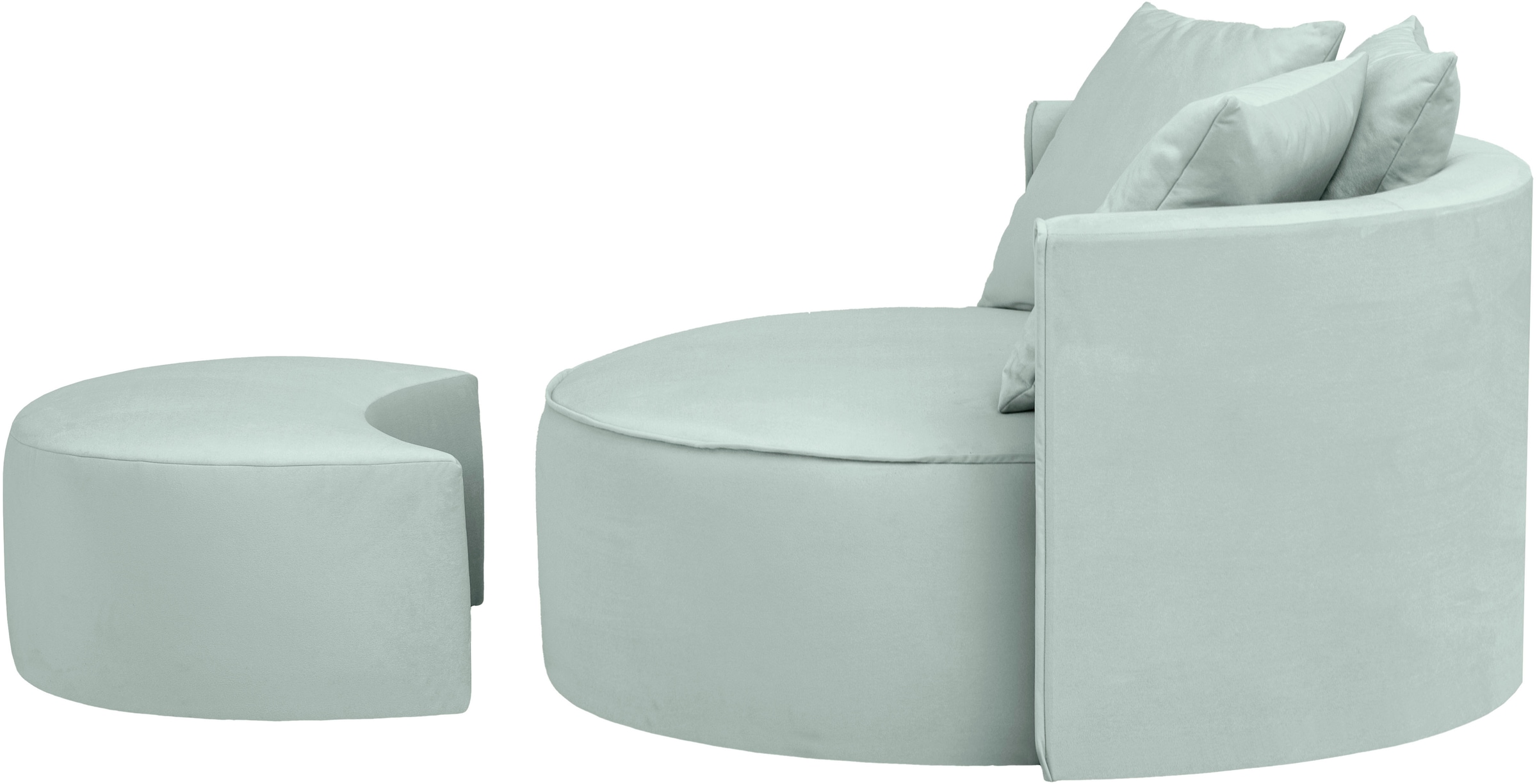 LeGer Home by Lena Gercke XXL-Sessel »ISALIE, Rundsessel mit Hocker, Lesesessel, Loveseat, Big-Sessel«, (Set), trendige Stoffe, 3 Zierkissen, grosse Sitzfläche, Cord, Samt, Bouclé