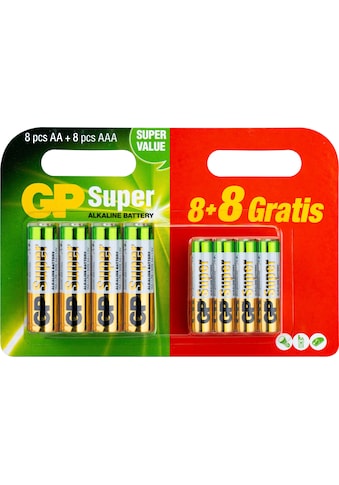 GP Batteries Batterie »16er Pack Mix Blister 8 Stck AA & 8 Stck AAA«, LR6, 1,5 V,...