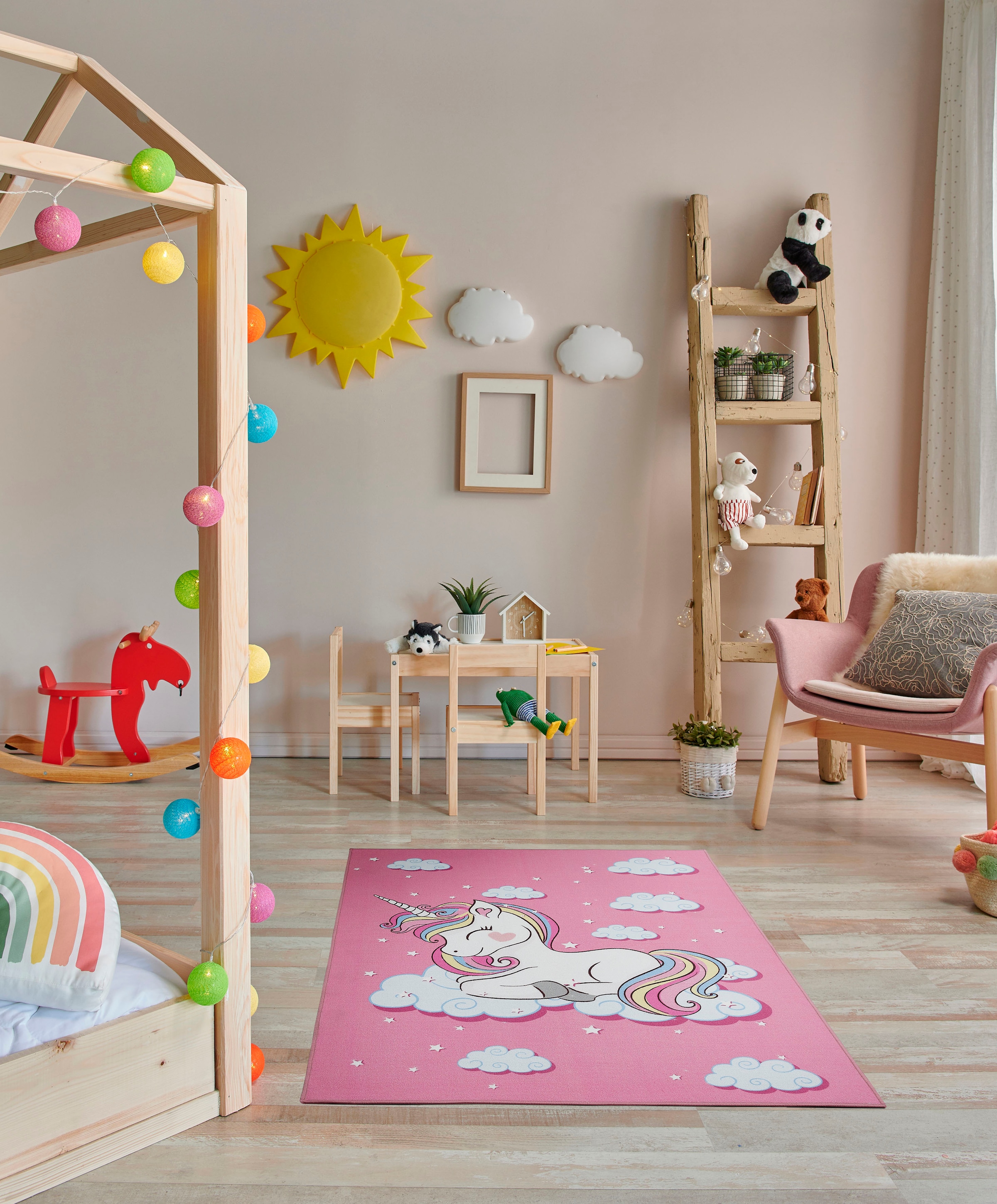 Andiamo Kinderteppich »Einhorn«, rechteckig, 6 mm Höhe, Kurzflor, Motiv Einhorn, Kinderzimmer