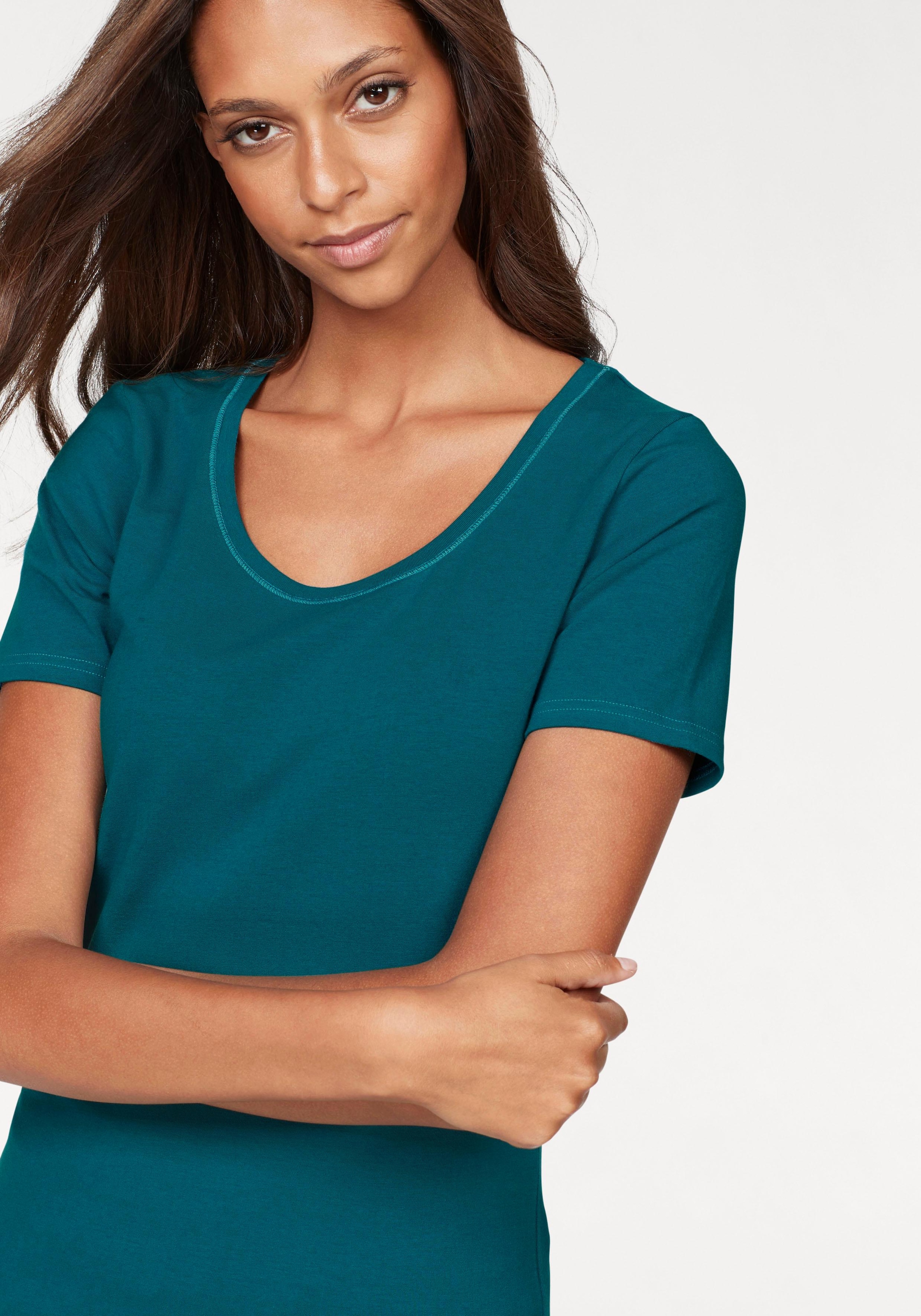 Vivance T-Shirt »aus elastischer Baumwoll-Qualität«, (2er-Pack)