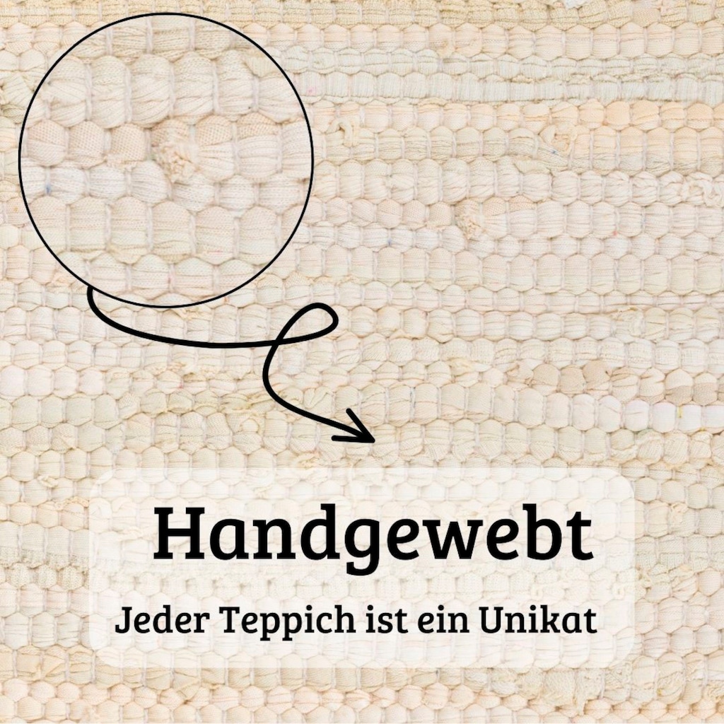 Home affaire Teppich »Wertingen«, rechteckig, Handweb Teppich, Uni Farben, 90% Baumwolle, handgewebt, Wohnzimmer