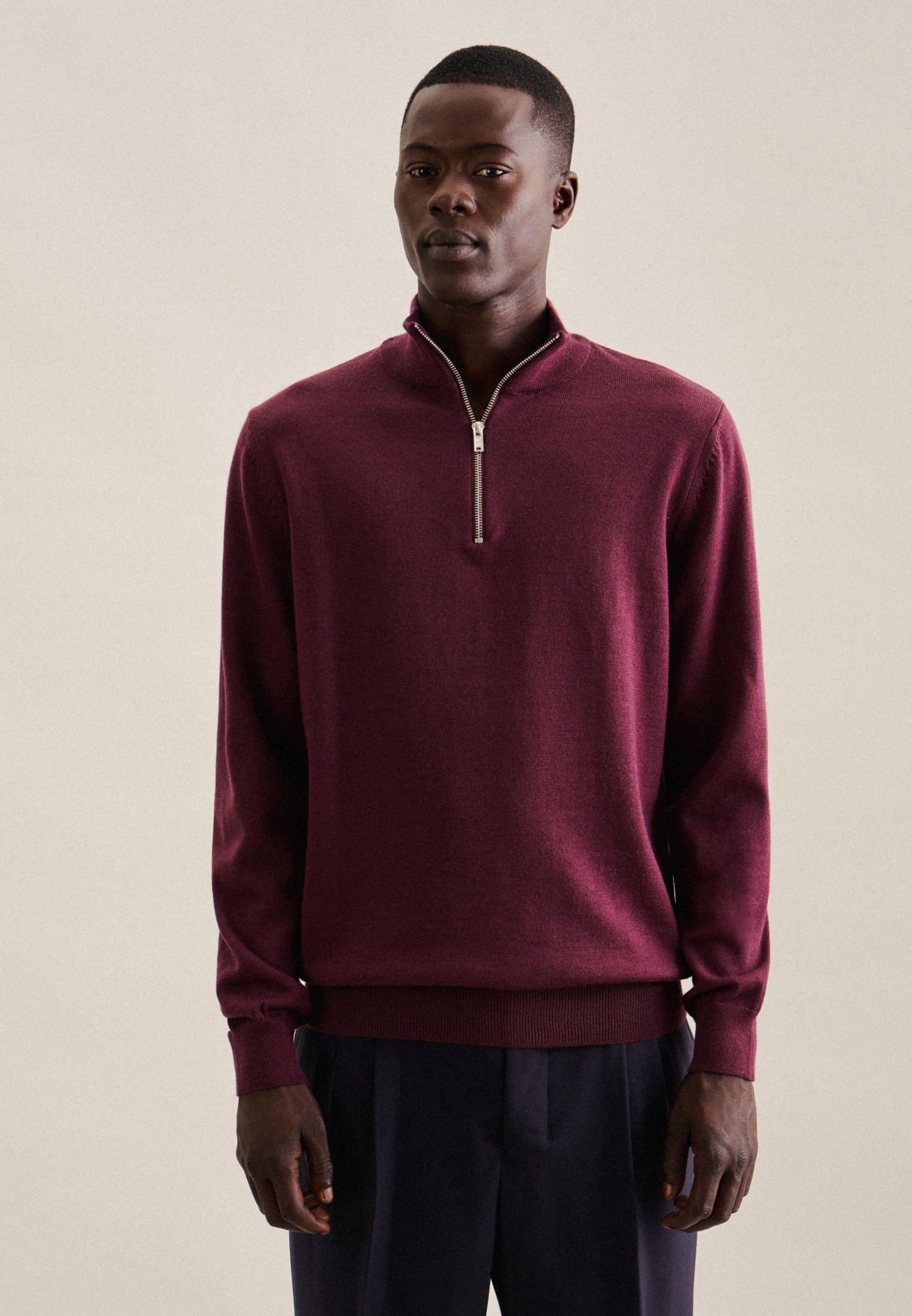 seidensticker Stehkragenpullover »Schwarze Rose« Quarter Zip Uni