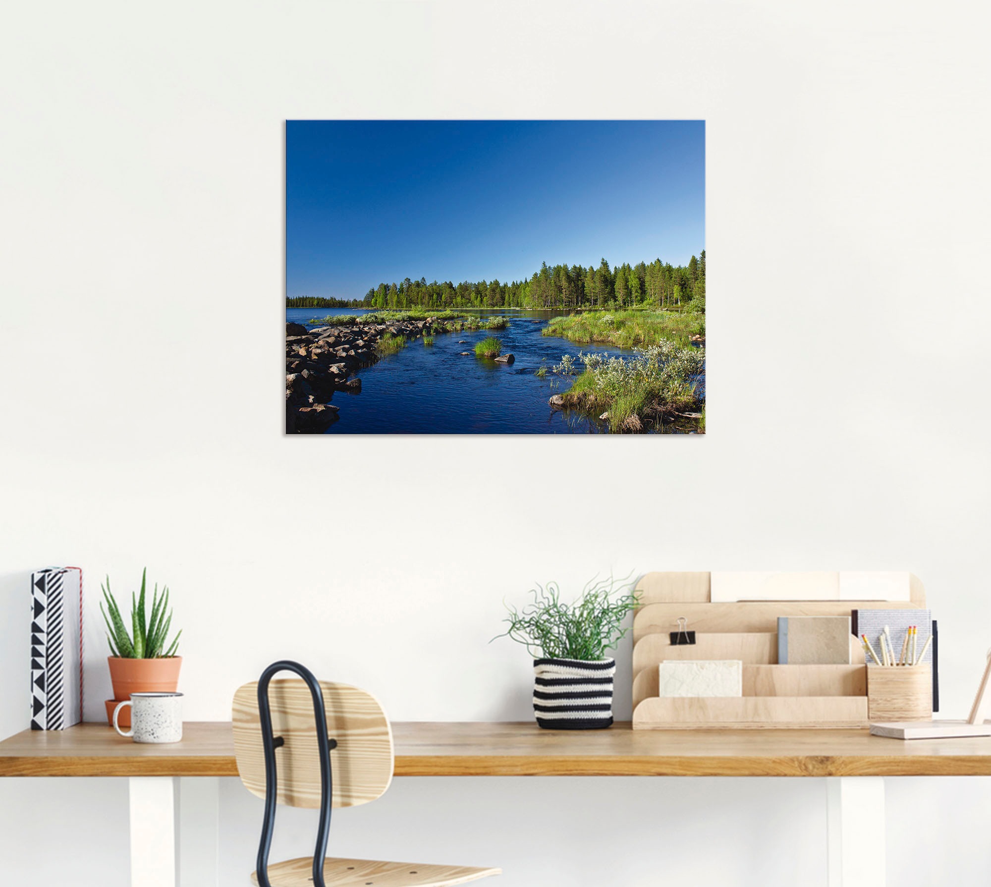 Artland Alu-Dibond-Druck »Am Fluss in Finnland«, Gewässer, (1 St.), für Innen- und Aussenbereich geeignet, Outdoorbild