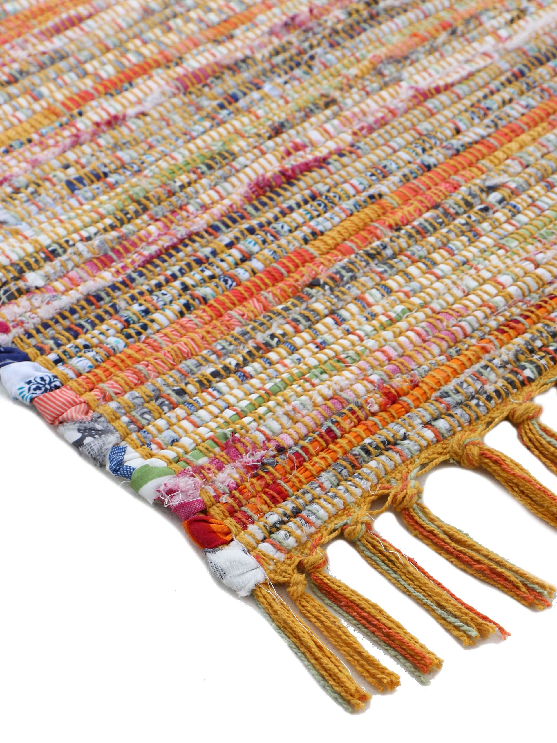 carpetfine Teppich »Kelim Chindi, Wendeteppich«, rechteckig, 6 mm Höhe, handgewebt, Fleckerlteppich mit Fransen, auch vielen in Läufergrössen