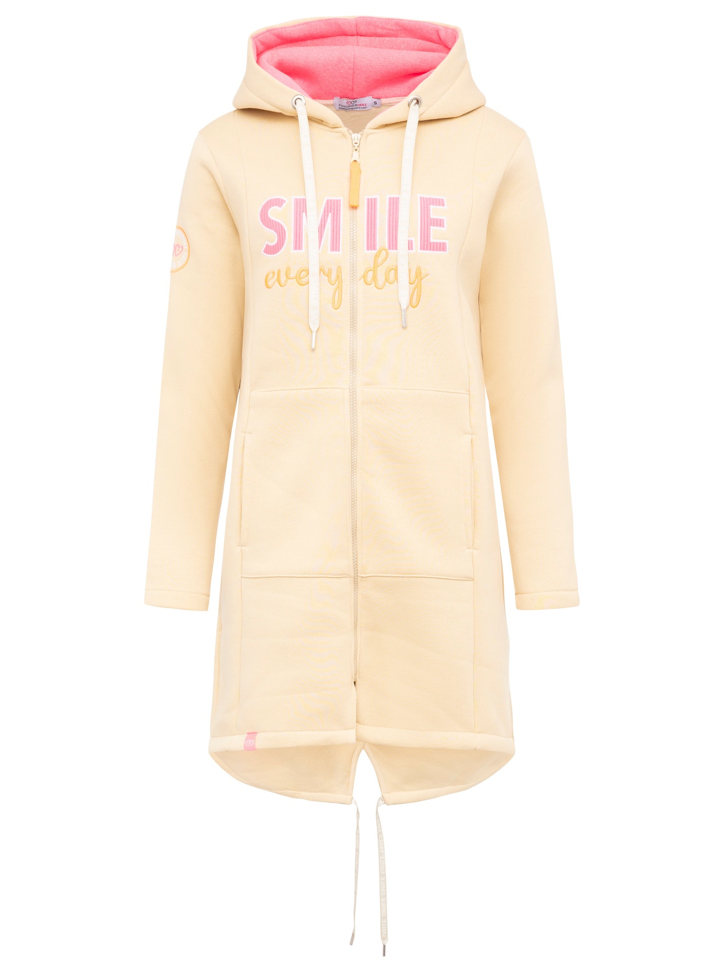 Zwillingsherz Jerseymantel »"Smile everyday"«, mit grosser SMILE Stickerei und positiver Botschaft