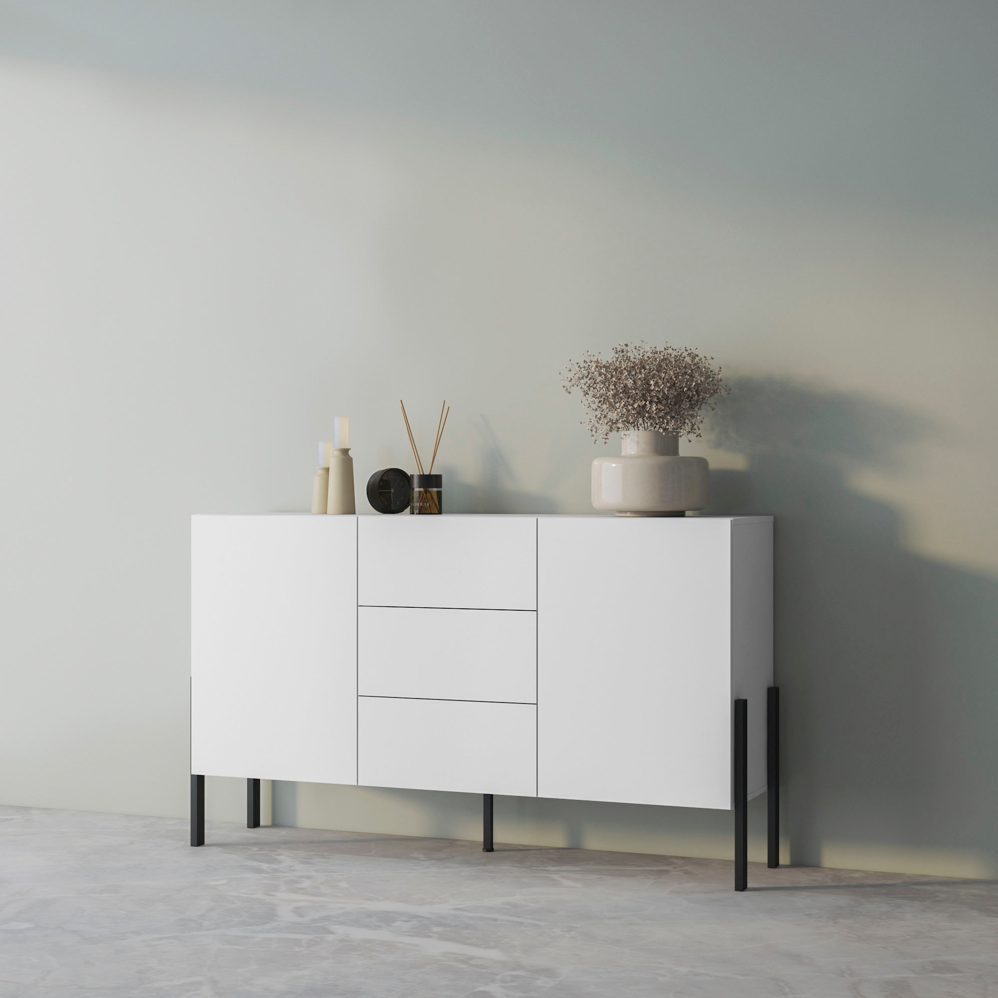 INOSIGN Sideboard »Jukon, Breite 150 bzw.180 cm, moderne grifflose Kommode«, Schubladenschrank 2 Türen/3 Schubkästen, push-to-open-Funktion