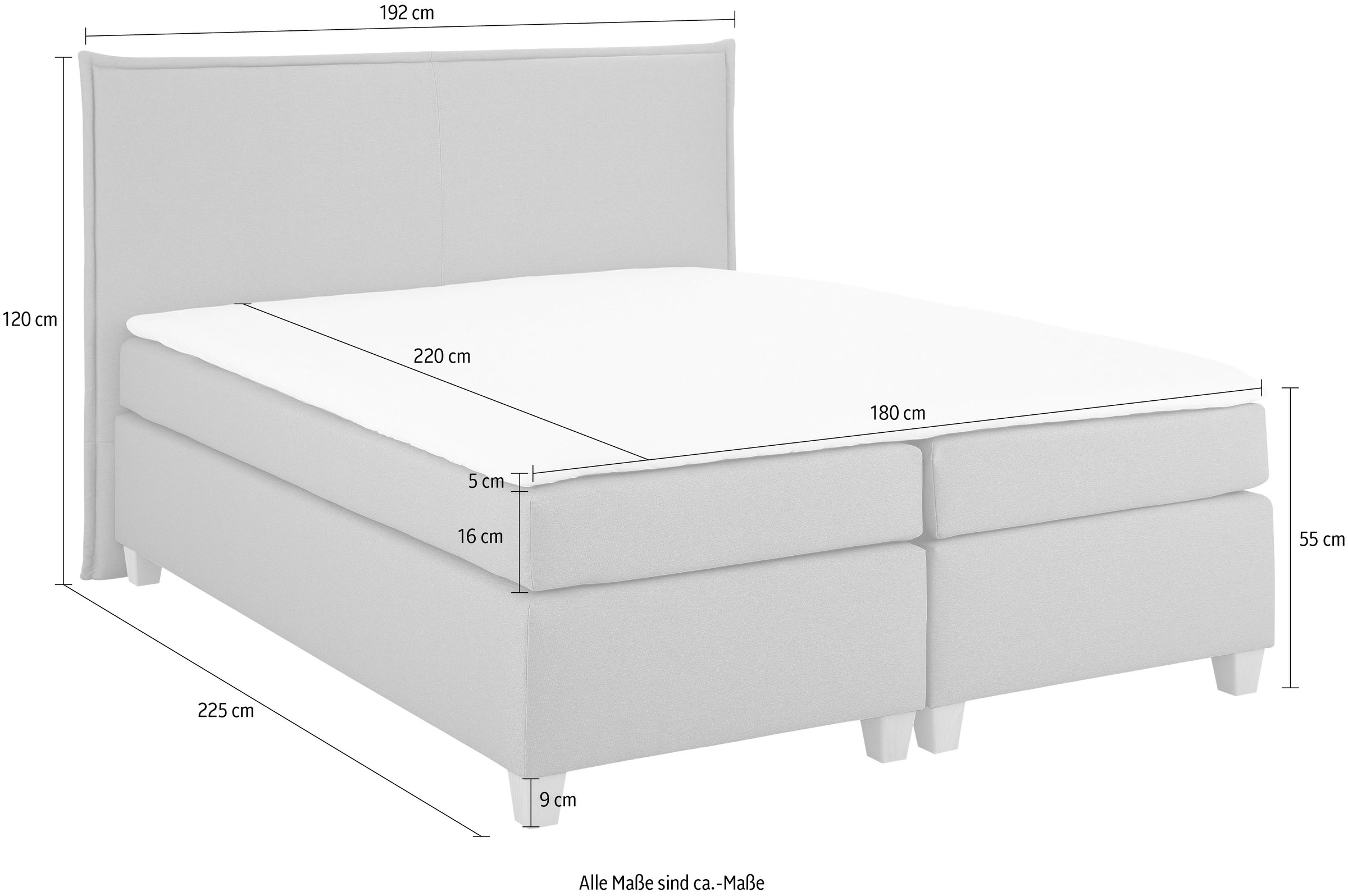 Home affaire Boxspringbett »Houssay«, inkl. Topper, 5 Breiten, 2 Härtegraden auch in Überlänge 220 cm