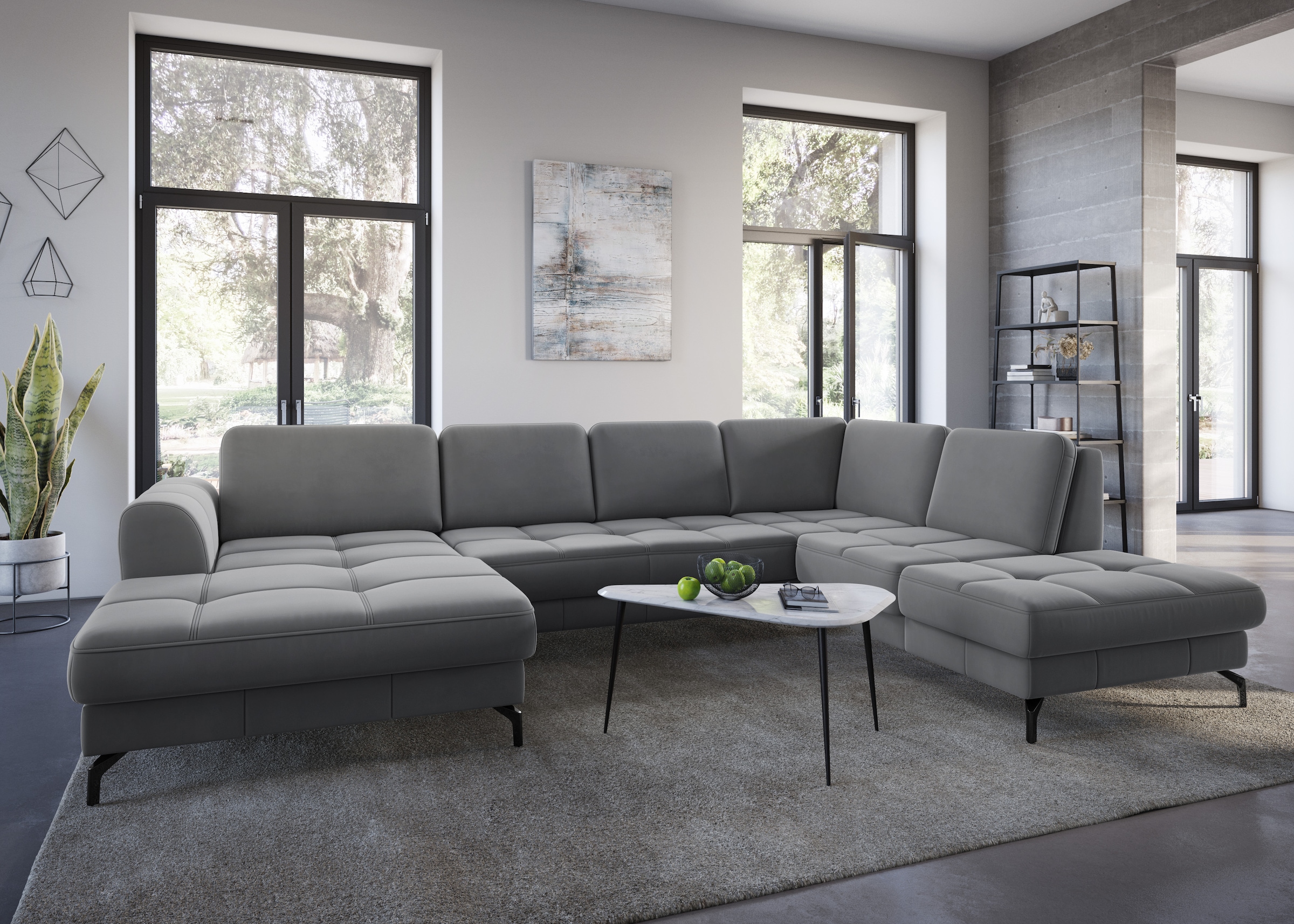 sit&more Wohnlandschaft »Bendigo U-Form«, inklusive Sitztiefenverstellung, Bodenfreiheit 12 cm, in 2 Fussfarben