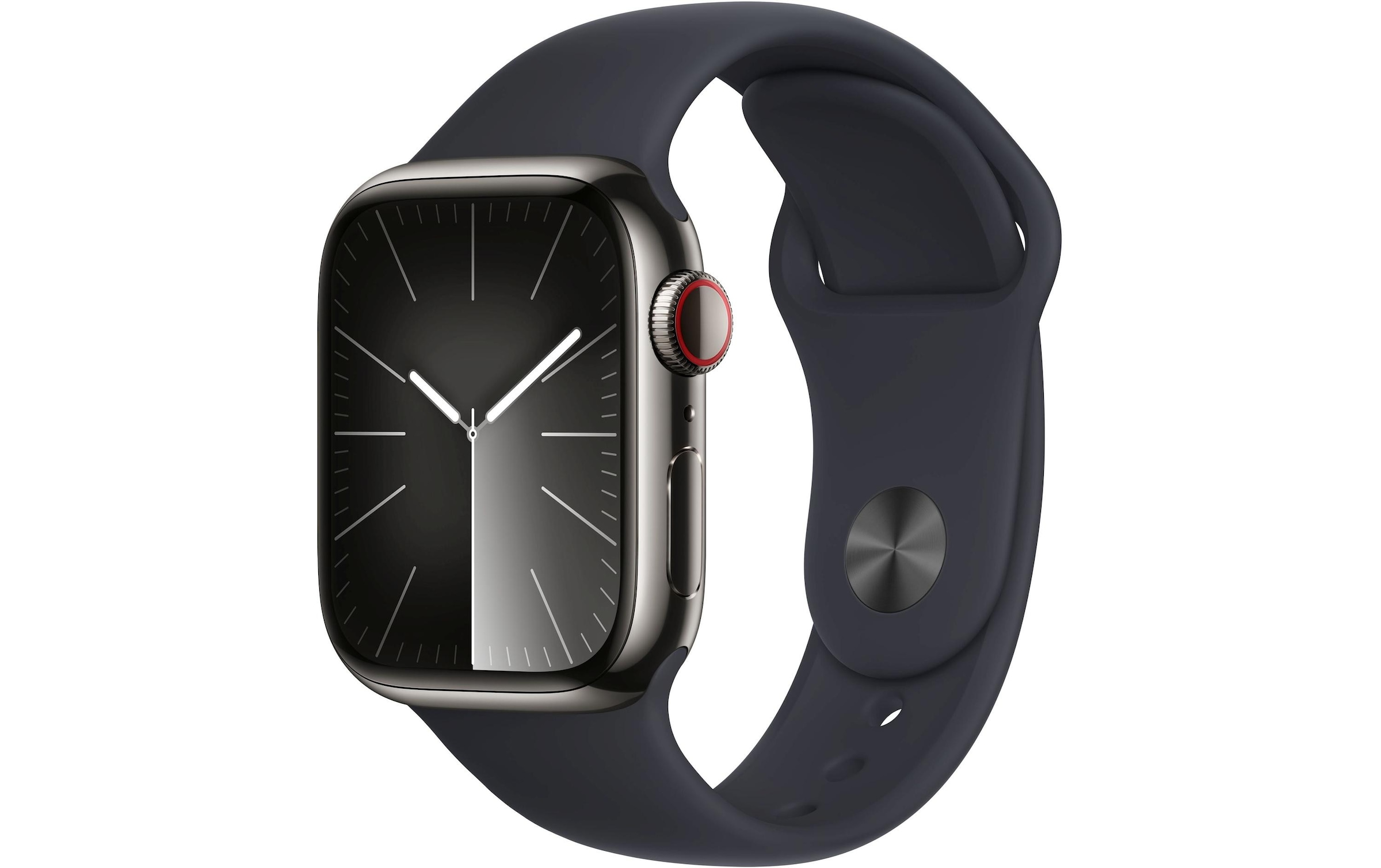 Apple Smartwatch »Series 9, GPS + Cellular, Edelstahl-Gehäuse mit Sportarmband«, Watch OS 10, 64 GB,)