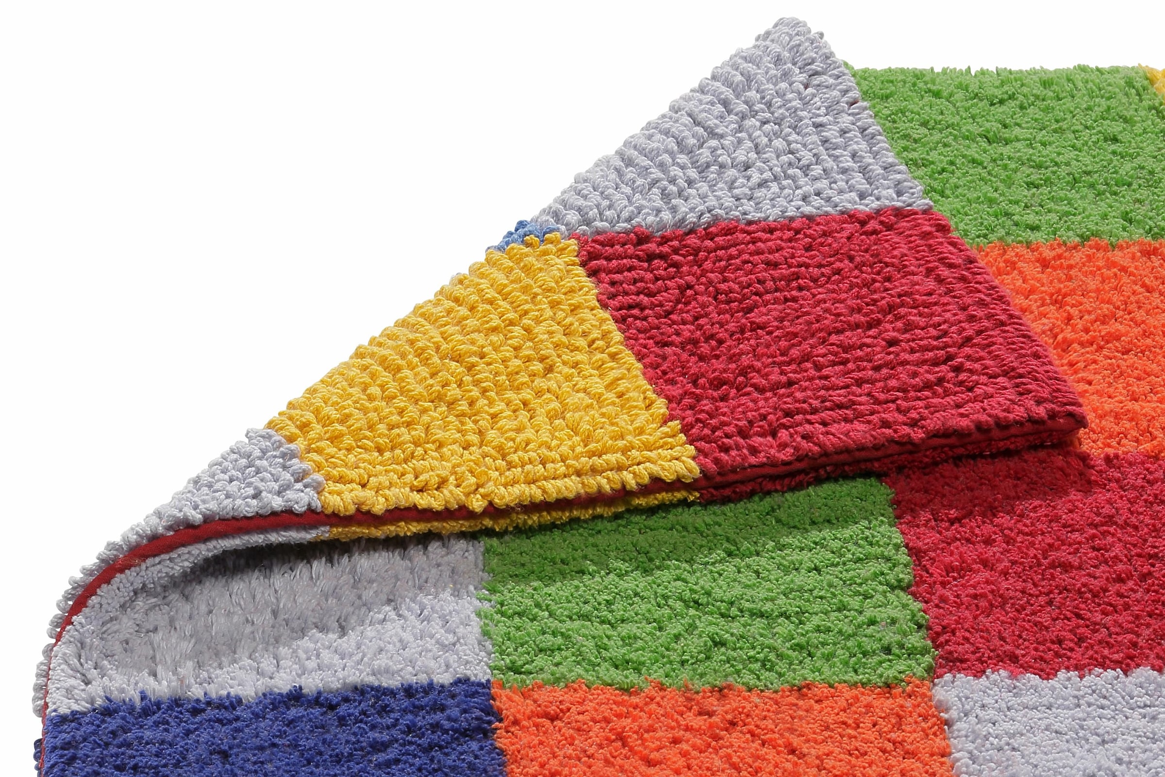 my home Badematte »Kira, Badvorleger, Badezimmer Teppich, Kästchen«, beidseitig nutzbar-fussbodenheizungsgeeignet-strapazierfähig, bunt, Badteppich, Badematten auch als 2 teiliges Set erhältlich