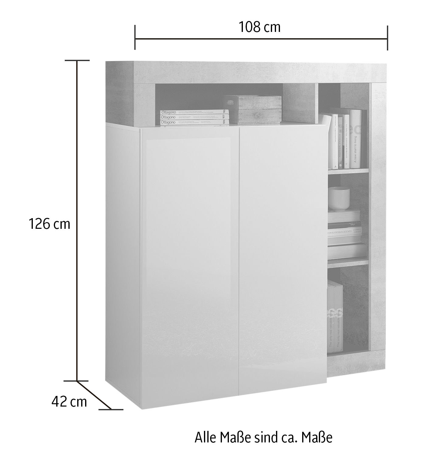 INOSIGN Mehrzweckschrank »Hamburg, Breite 108 cm«, Höhe 126 cm