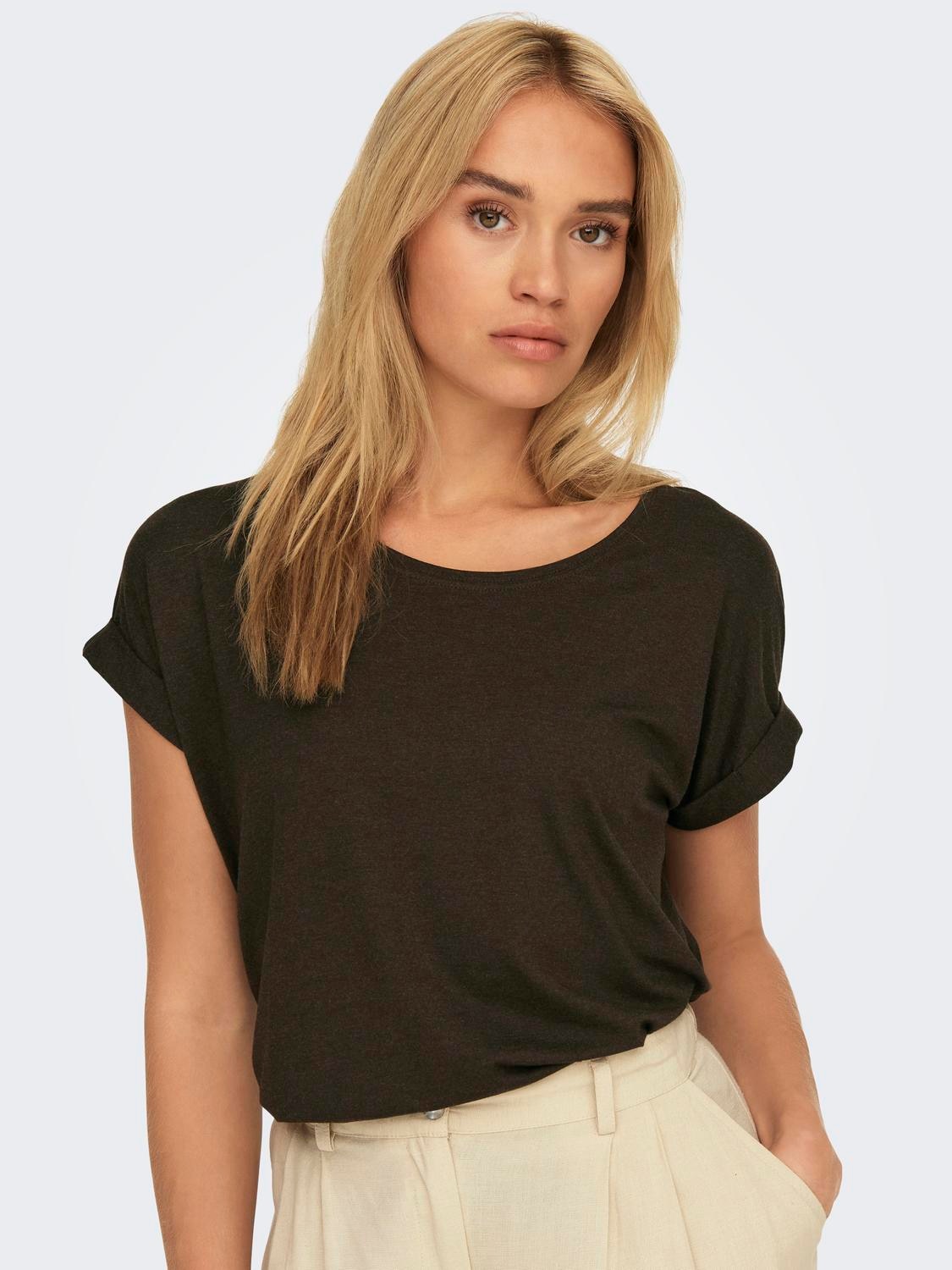 ONLY T-Shirt »ONLMOSTER – Kurzarmshirt mit Aufschlag und klassischem Look«, unifarben, casual, regular fit, Viskosemischung, Rundhals