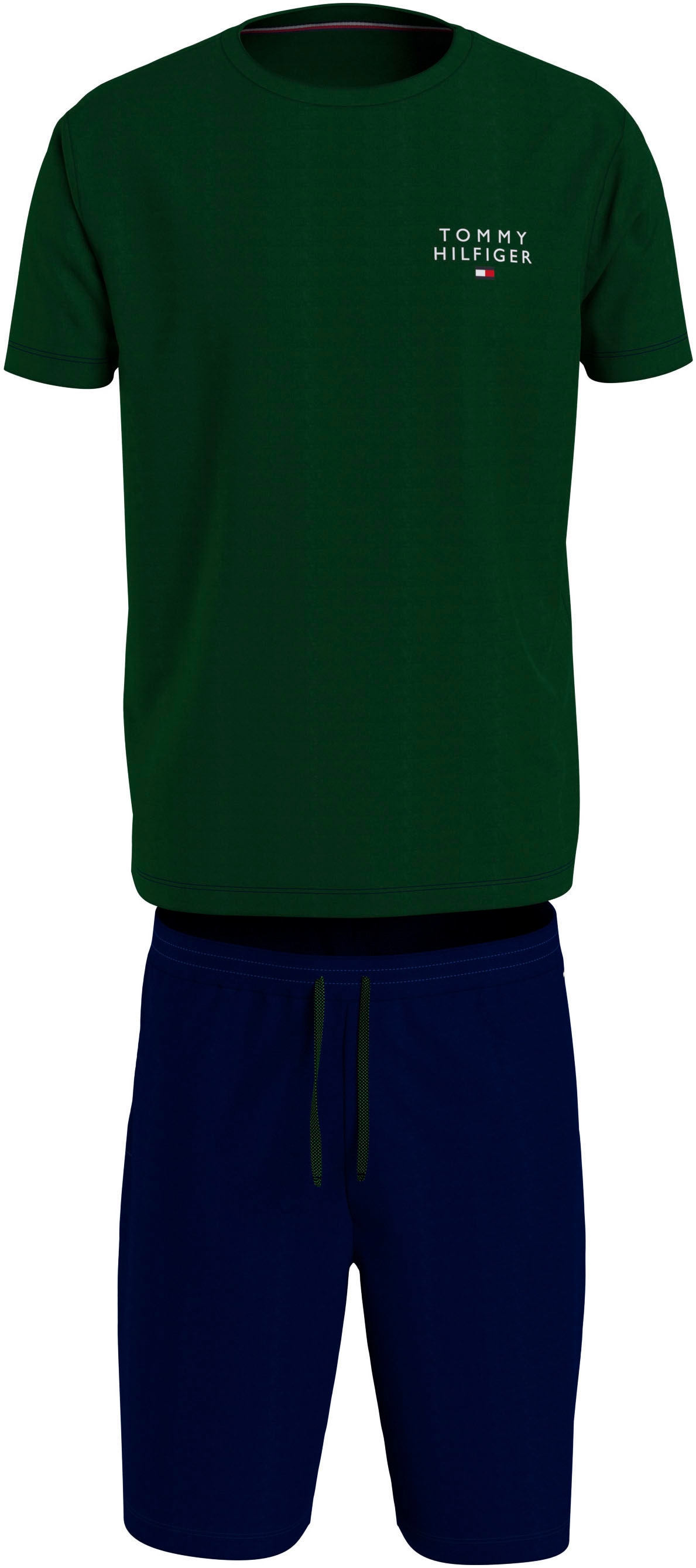 Tommy Hilfiger Underwear Pyjama »SS JERSEY PJ SET DRAWSTRING«, (Set, 2 tlg., 2er), mit kultigem Logoschriftzug auf der Brust