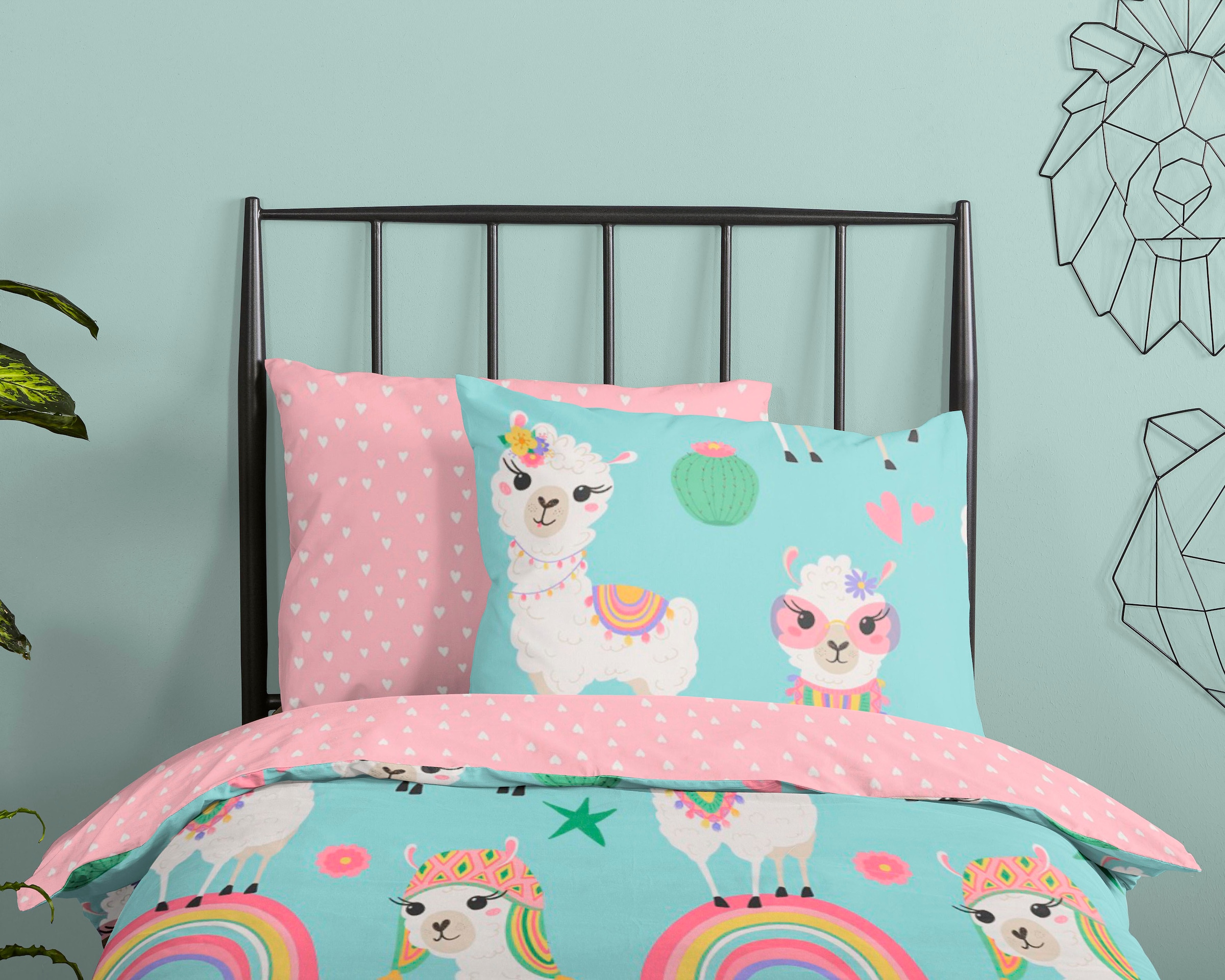 good morning Kinderbettwäsche »Lamalife«, Baumwolle, 135x200, Reissverschluss, Wendeoptik, Kind, Mädchen, Lama