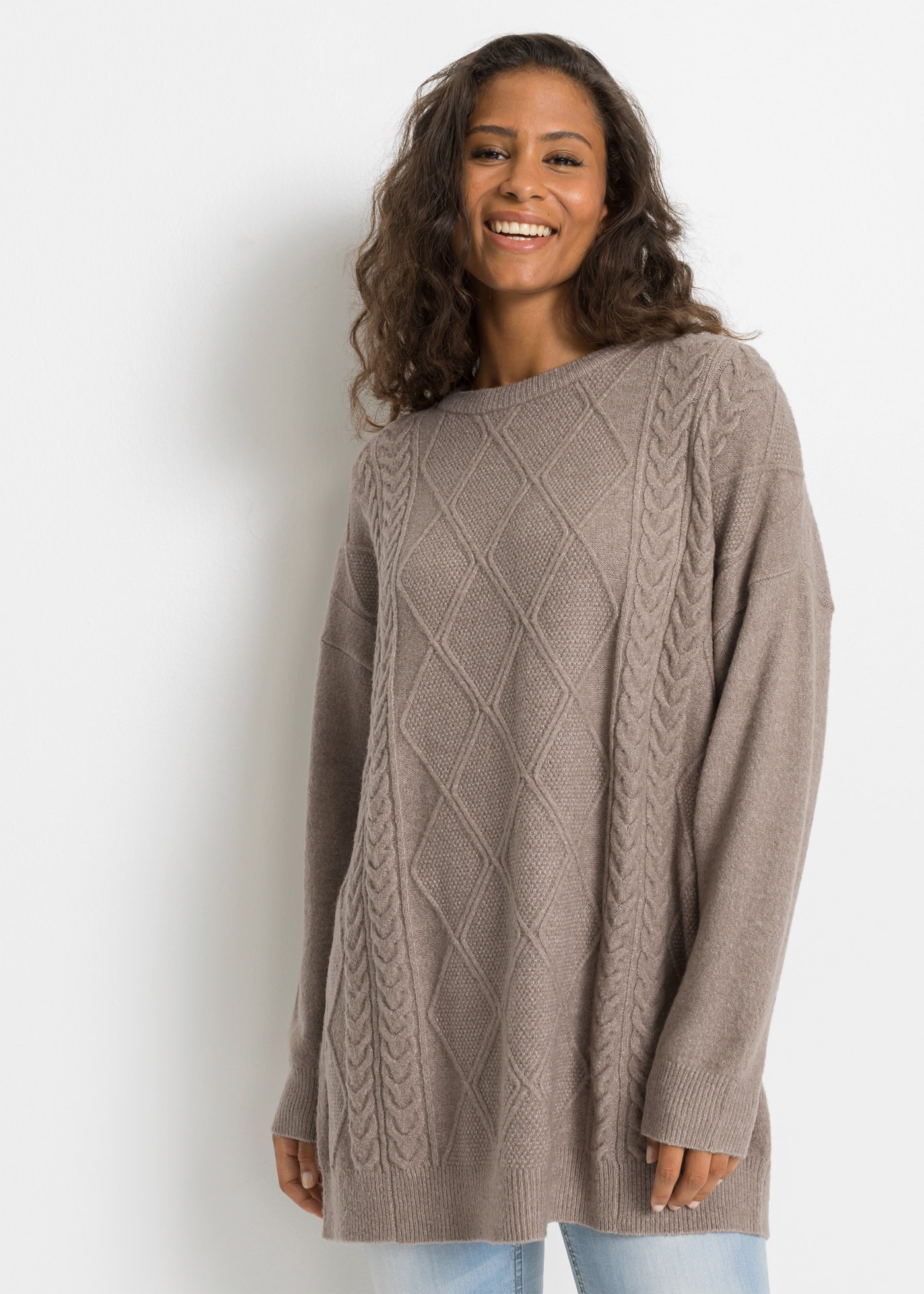 bonprix Strickpullover Oversize-Pullover mit Zopfmuster