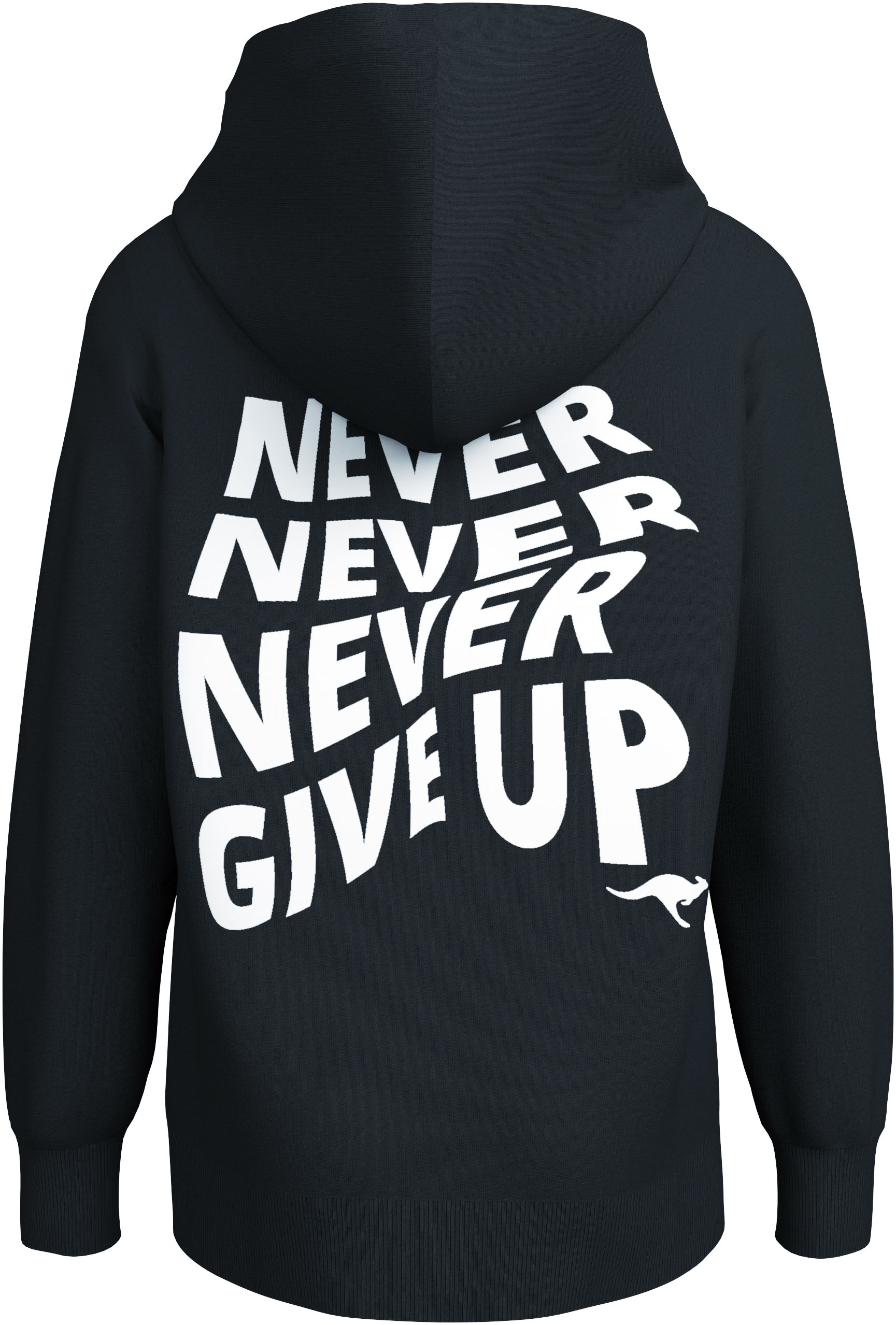 KangaROOS Kapuzensweatshirt »NEVER GIVE UP«, Sweatshirt mit grossem Rückendruck