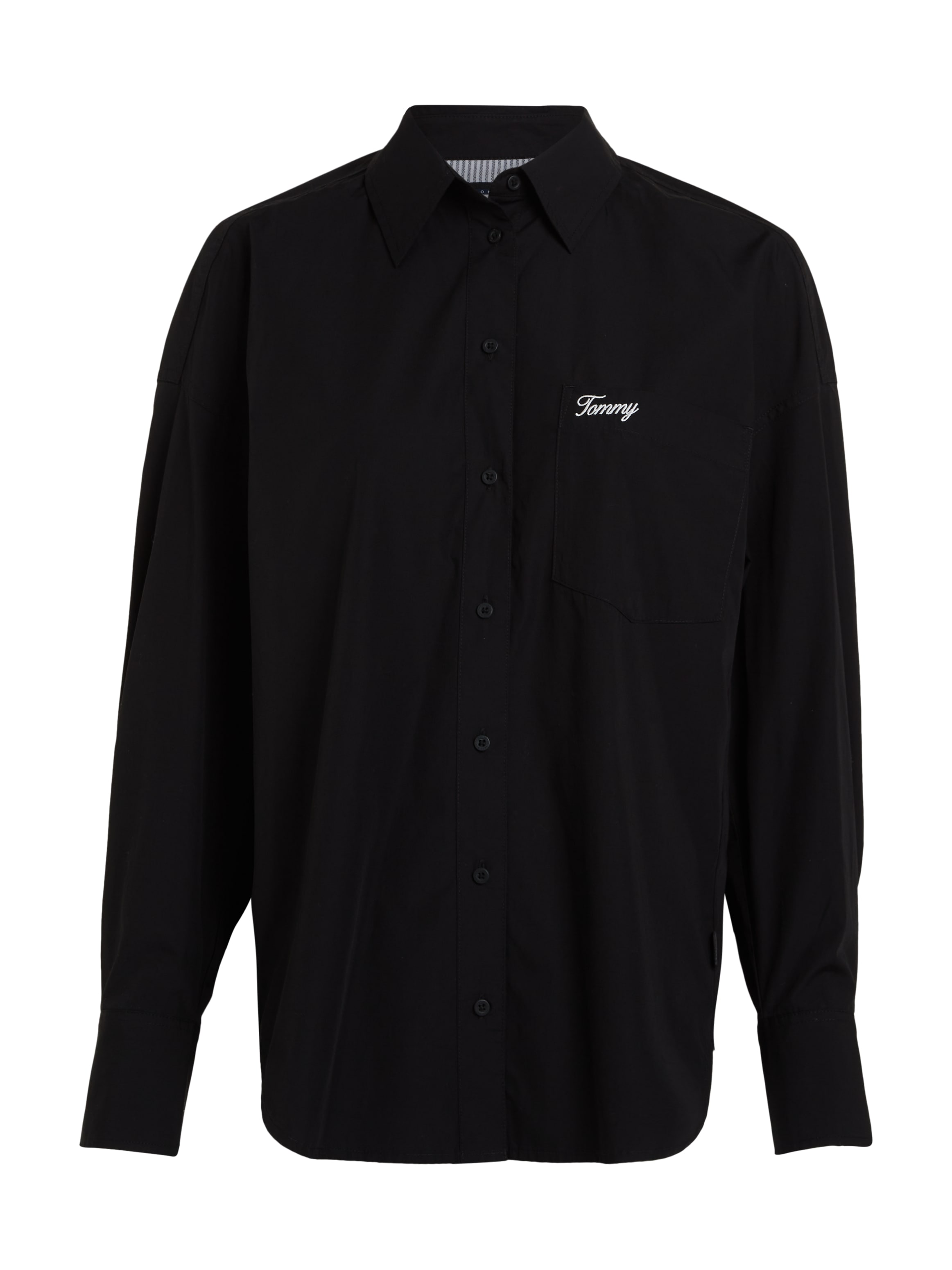 Tommy Jeans Blusentop »TJW SP OVR SCRIPT SHIRT EXT«, Mit Tommy Jeans Logo-Schriftzug