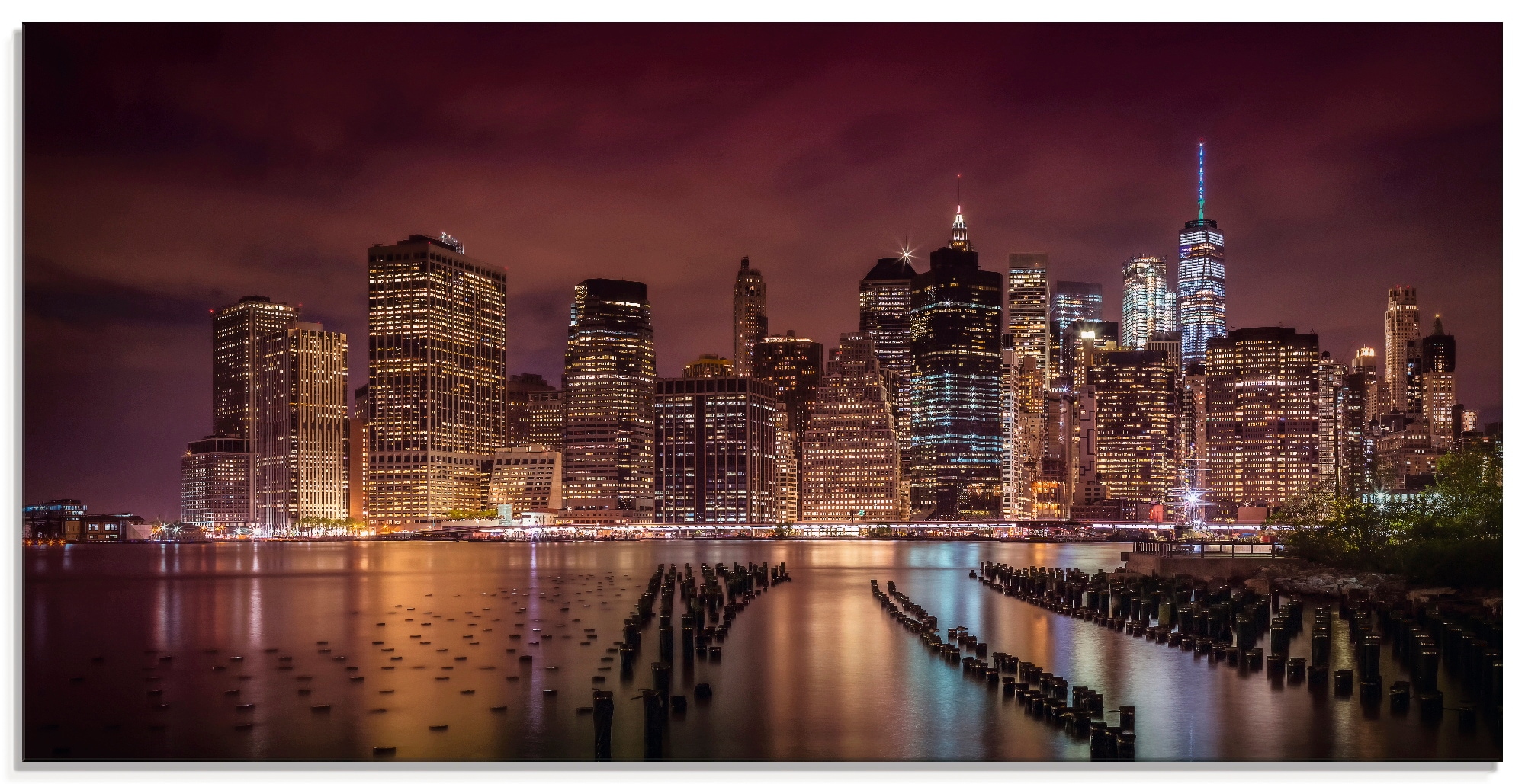 Jelmoli-Versand Amerika, | Grössen Artland Glasbild kaufen City verschiedenen Nacht«, in online St.), (1 »New York bei Impression