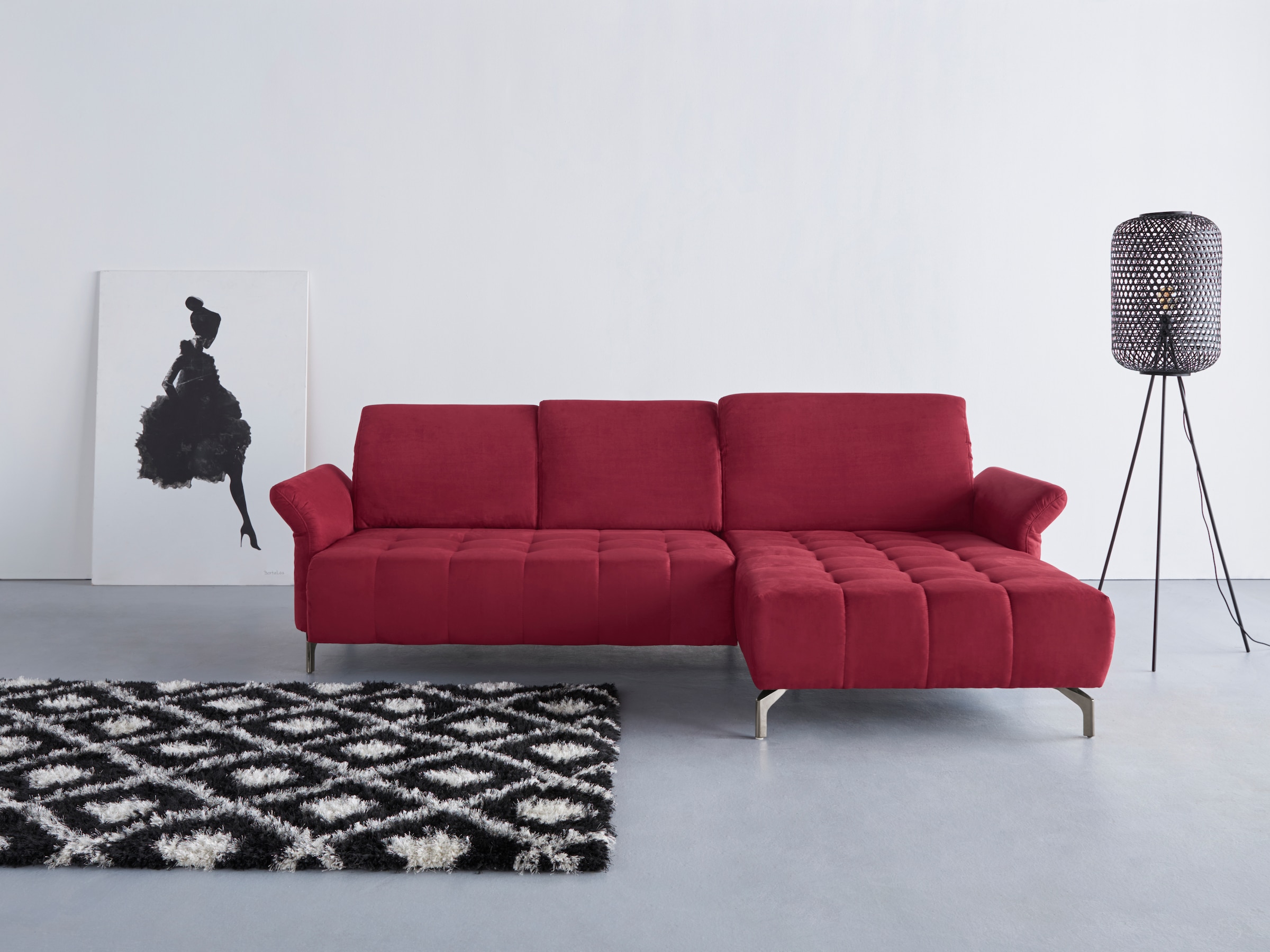 Home affaire Ecksofa "Fresh L-Form" Federkern, wahlweise Kopfteilverstellung und motorischer Vorziehsitz