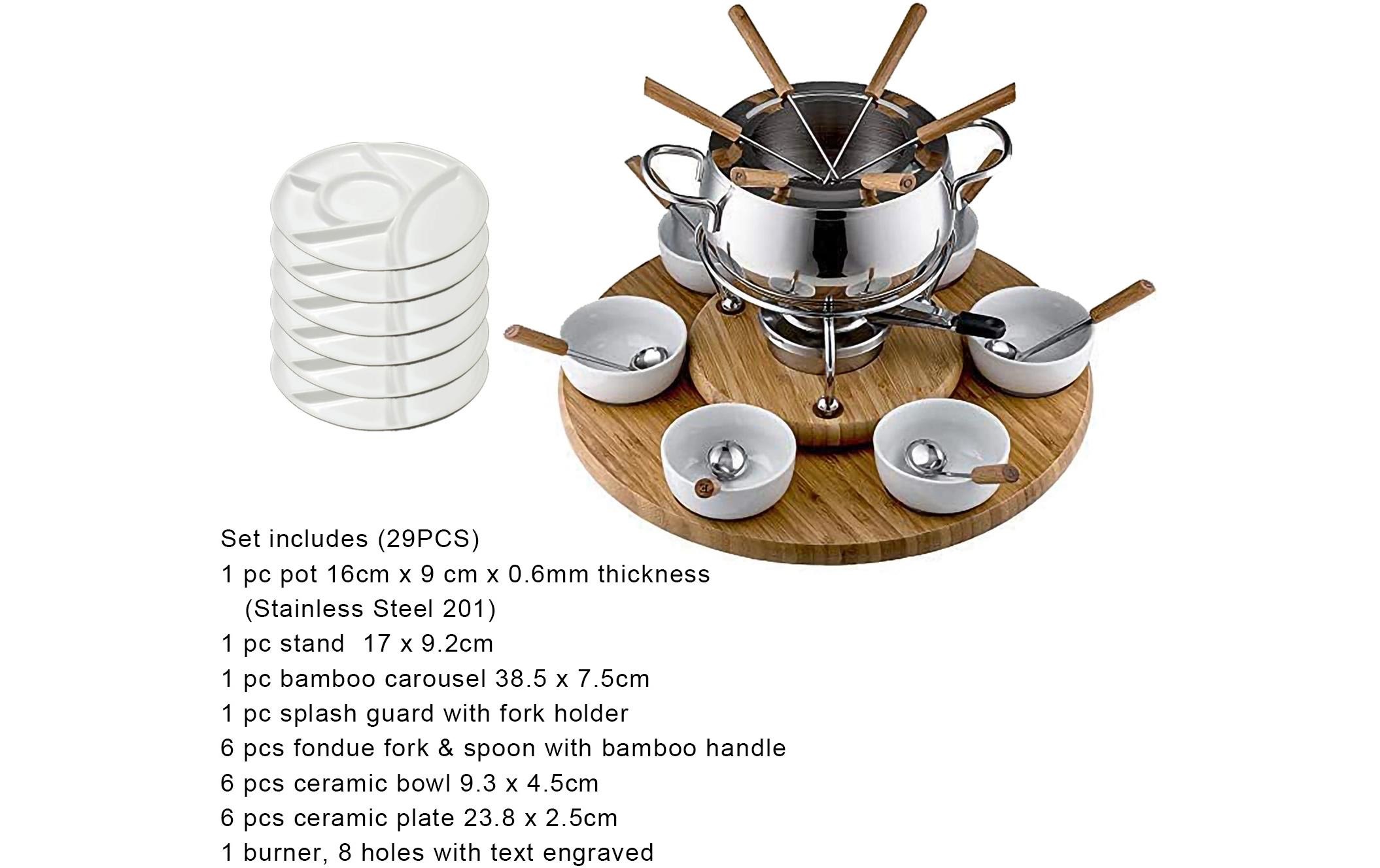 ohmex Fondue »OHM-FND-2229 29 Teile«, Holzart: Bambus (China)
