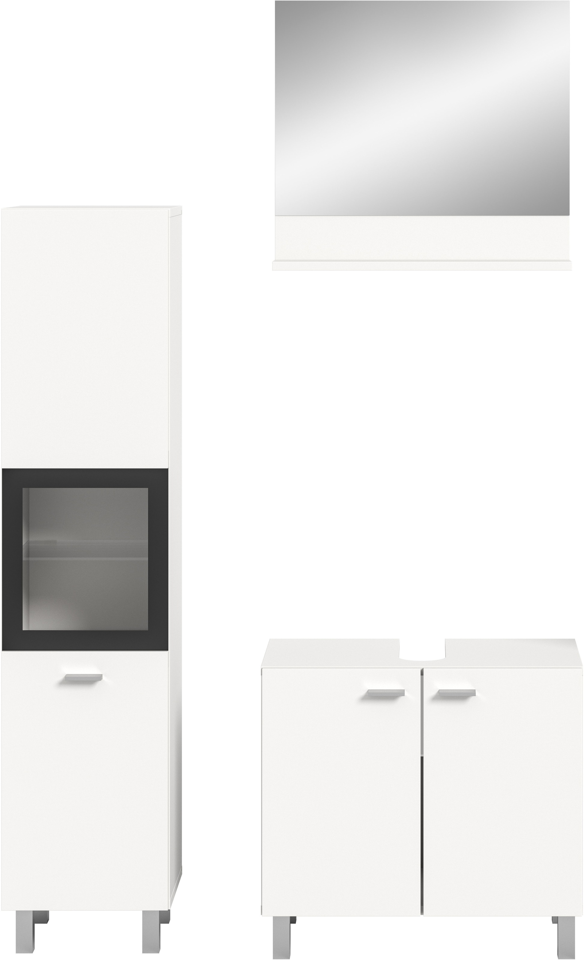 welltime Badmöbel-Set »Tampa, Breite 102cm, 3-teilig«, (3 St.), Waschbeckenunterschrank, Spiegel, Hochschrank