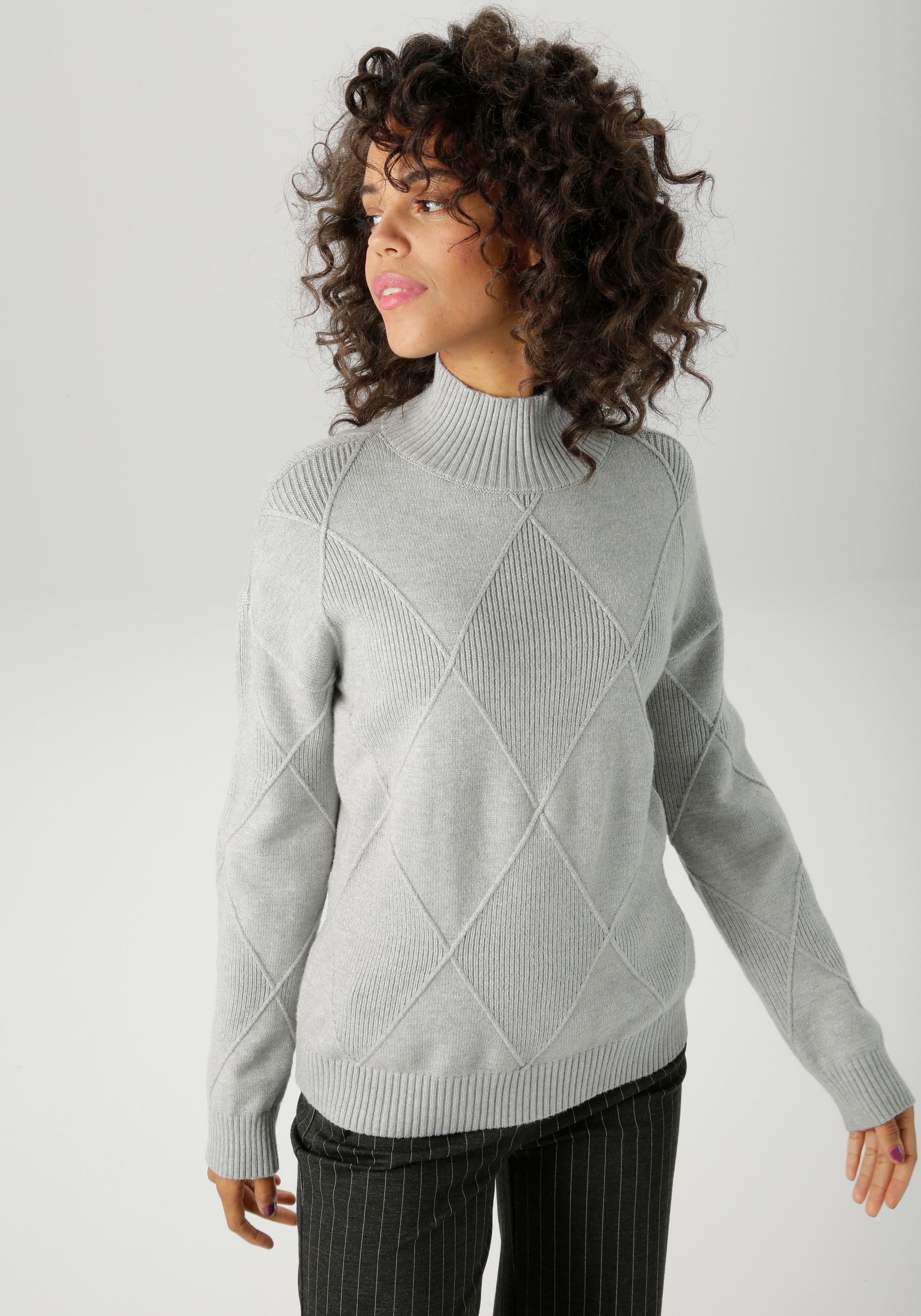 Aniston CASUAL Strickpullover im trendigen Rauten-Muster