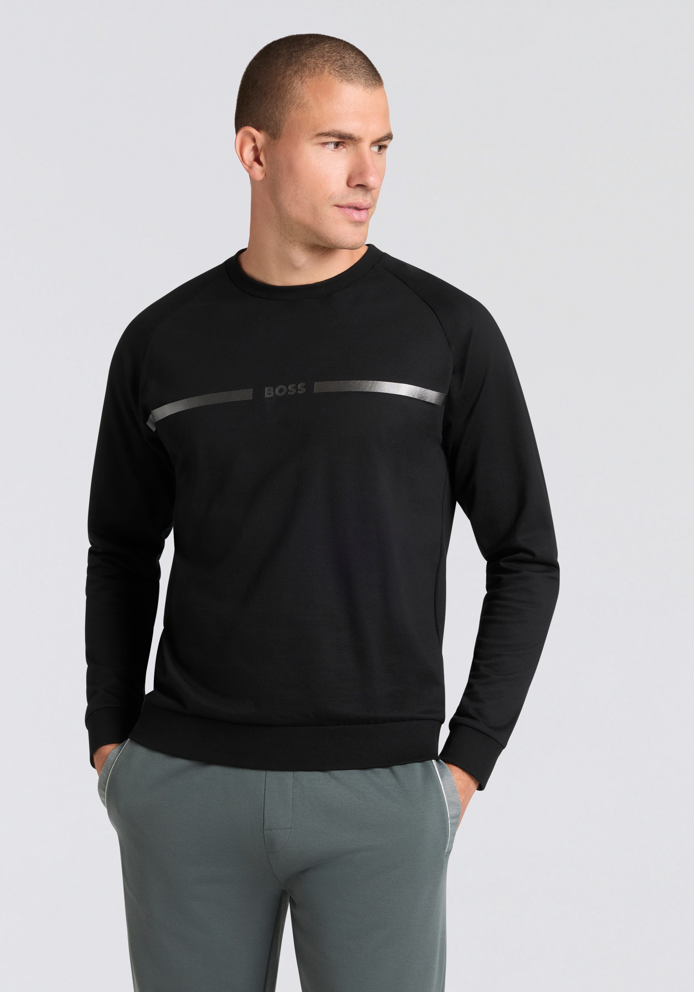 BOSS Sweatshirt »Authentic«, Rundhalsausschnitt, regular fit, Logodruck