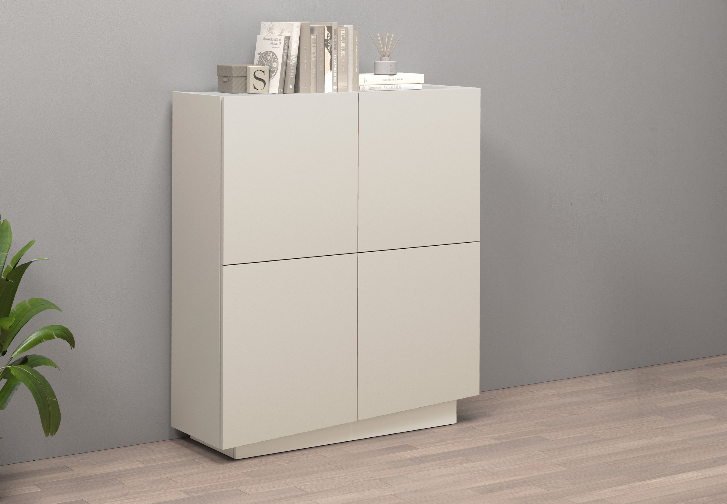 INOSIGN Highboard »VELA, Highboard, Höhe 120 cm,Design mit schrägen Türen«, (1 St.), Made in Italy, Masse-B/T/H: 100x35x120,hohes Sideboard,Anrichte,Kommode