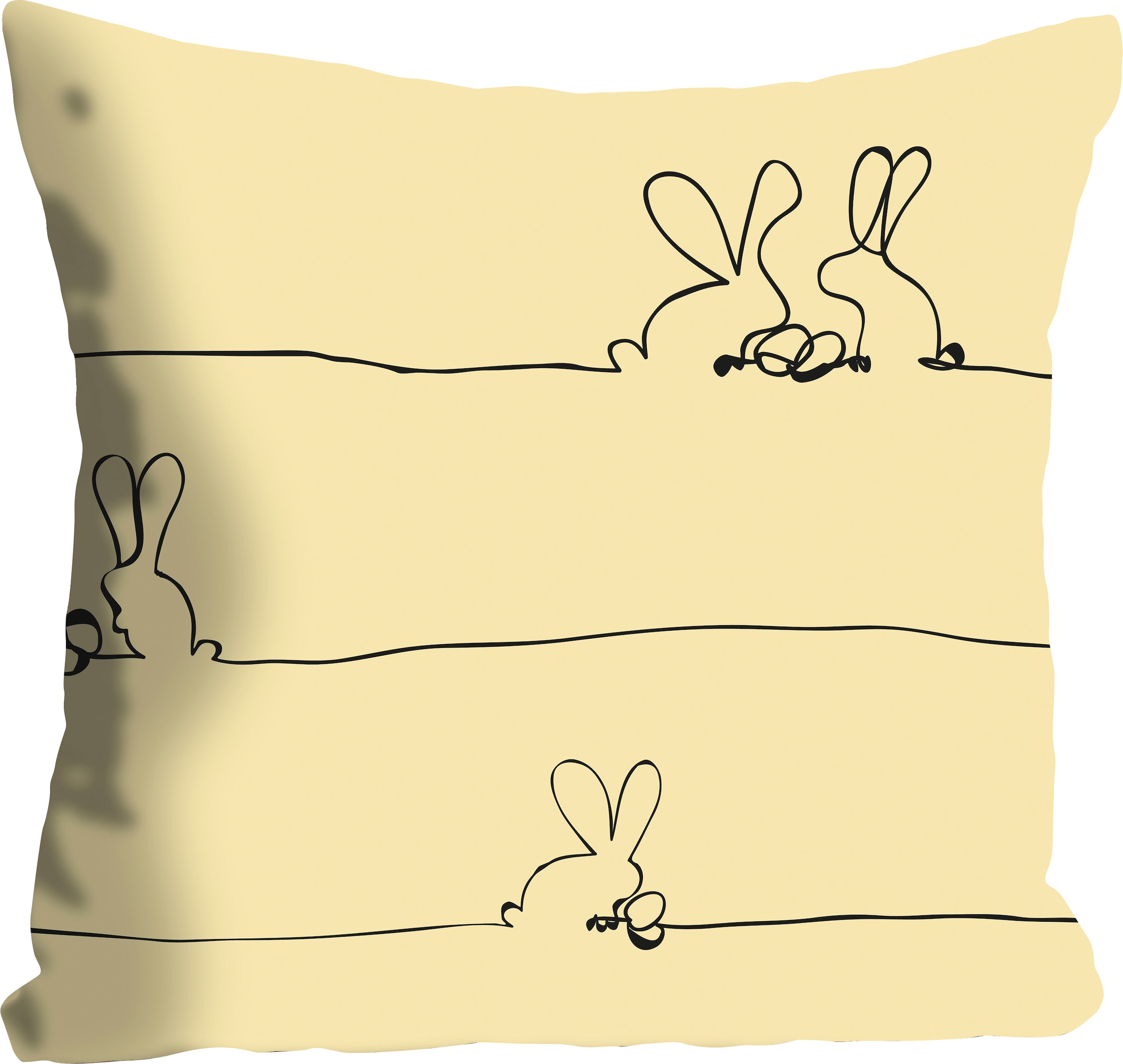 ❤ queence Dekokissen »Bunny Family yellow«, mit einem österlichem  Hasenpaar, Kissenhülle ohne Füllung, 1 Stück ordern im Jelmoli-Online Shop