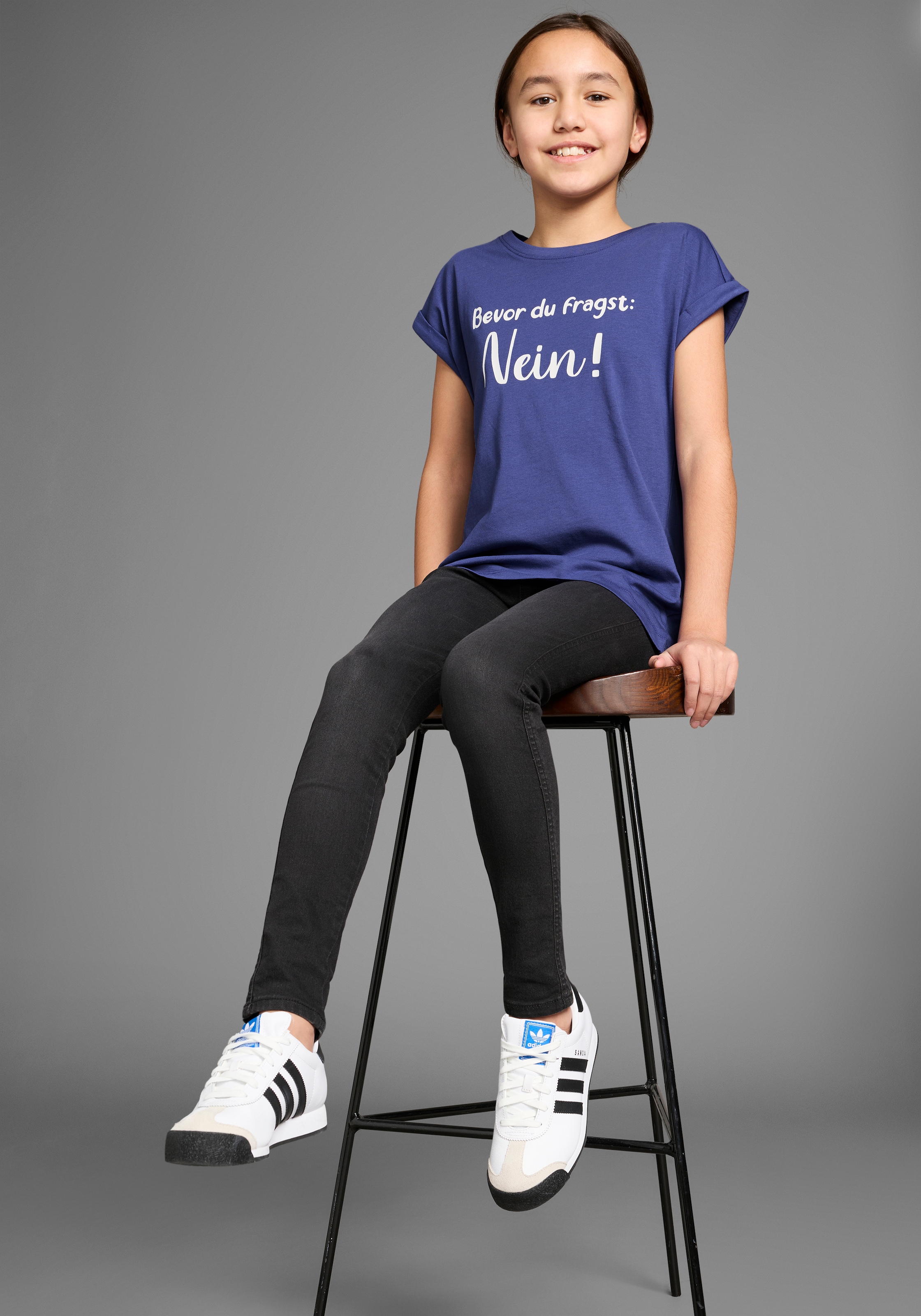 KIDSWORLD T-Shirt »Bevor Du fragst:  NEIN!«, Kurzarm, mit Print, Rundhalsausschnitt