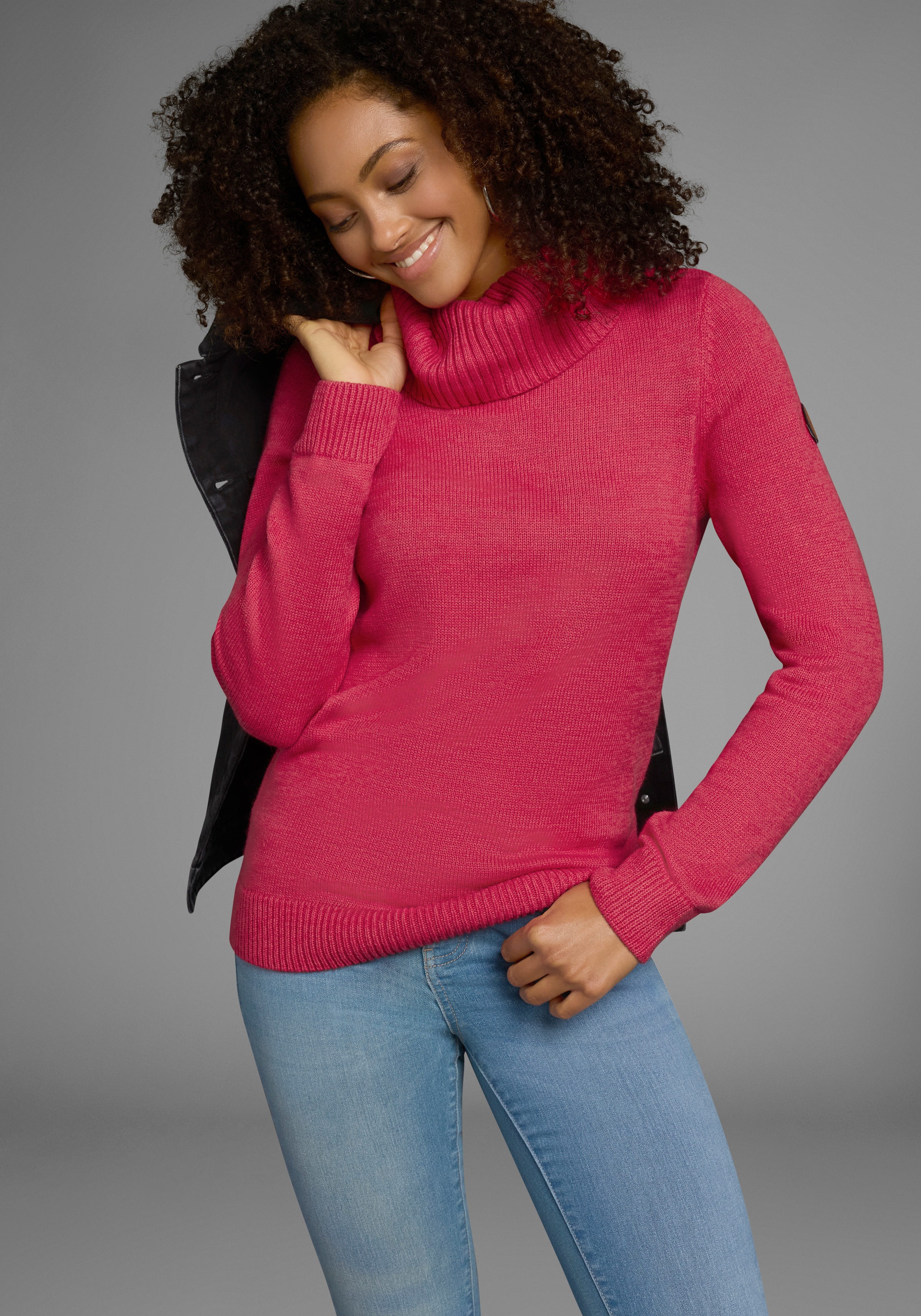 KangaROOS Rollkragenpullover mit Schalkragen, Langarm, Warm & Kuschelig