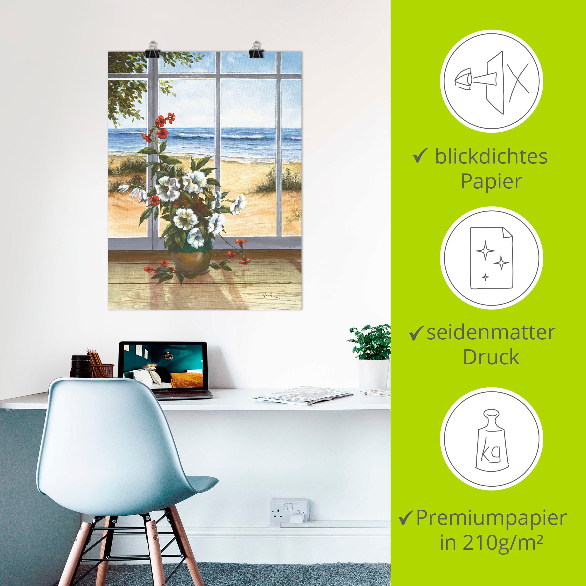 Artland Wandbild »Meerblick«, Fensterblick, (1 St.), als Leinwandbild, Poster in verschied. Grössen