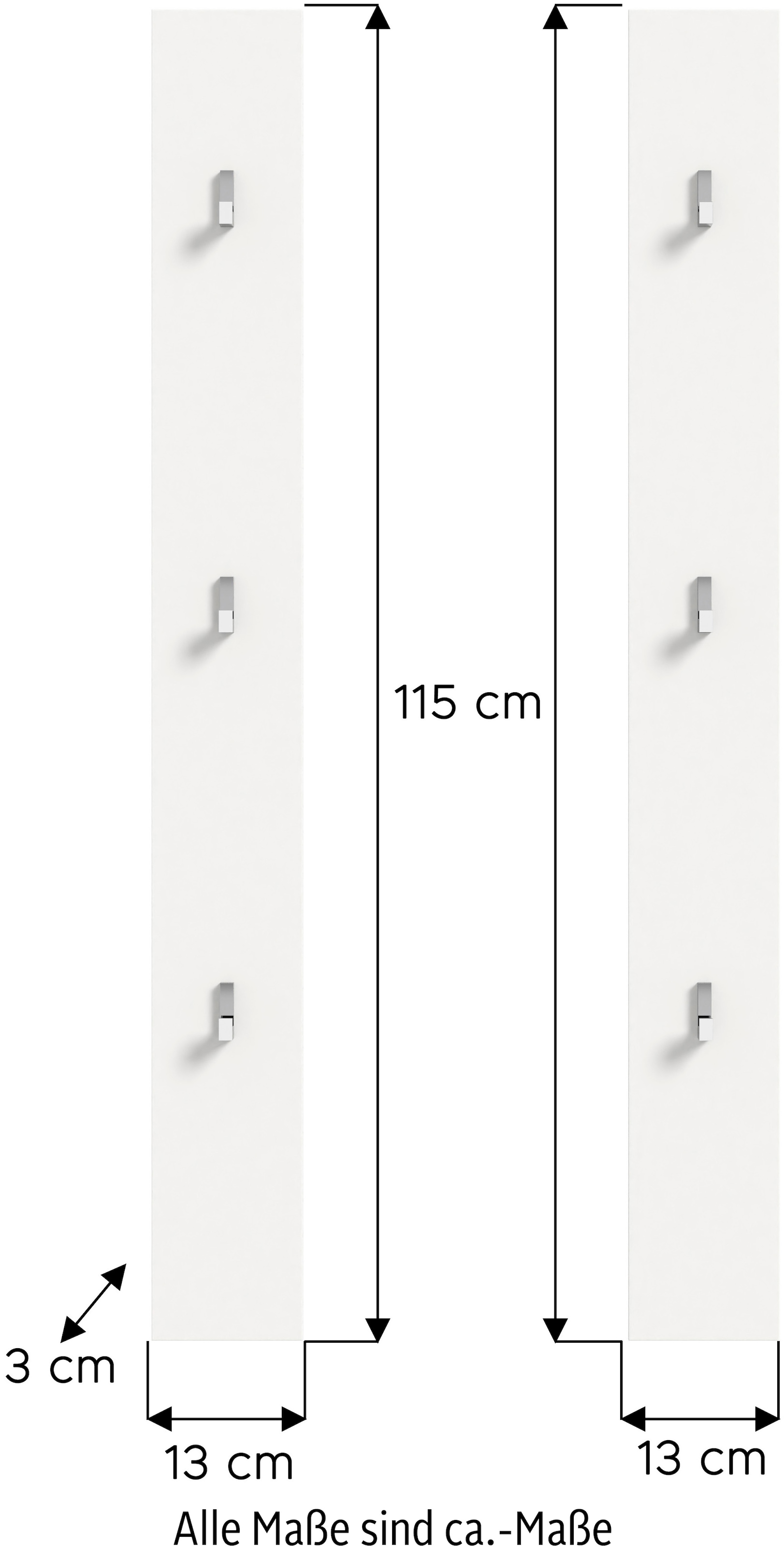 INOSIGN Garderobenpaneel »Trondheim Paneel 2er Set,«, Höhe 115 cm, 6 Haken,Garderobe, Flur, Diele