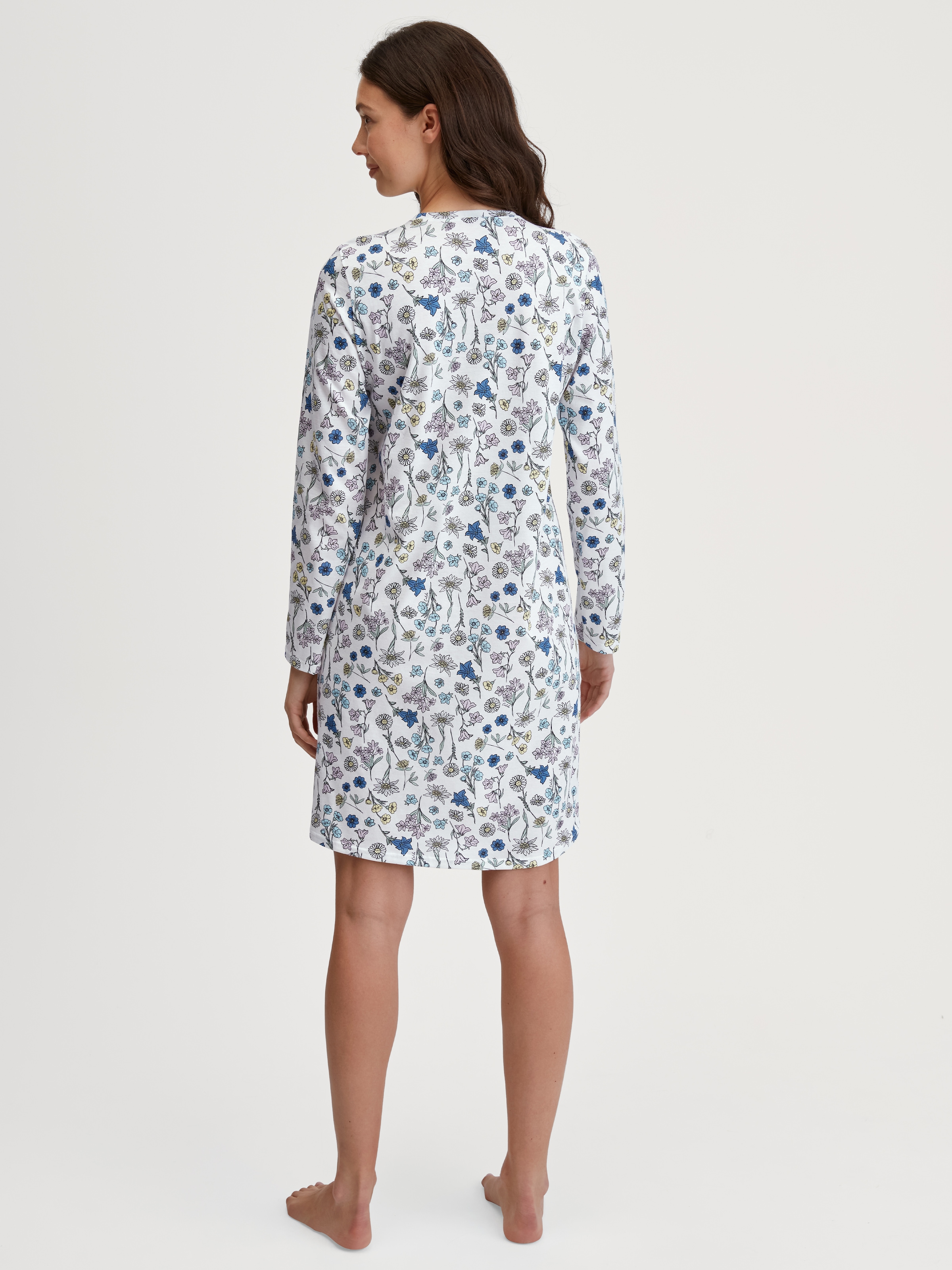 CALIDA Nachthemd »Flower Nights«, Allover-Print, Pure Cotton, Langarm, atmungsaktiv, weich