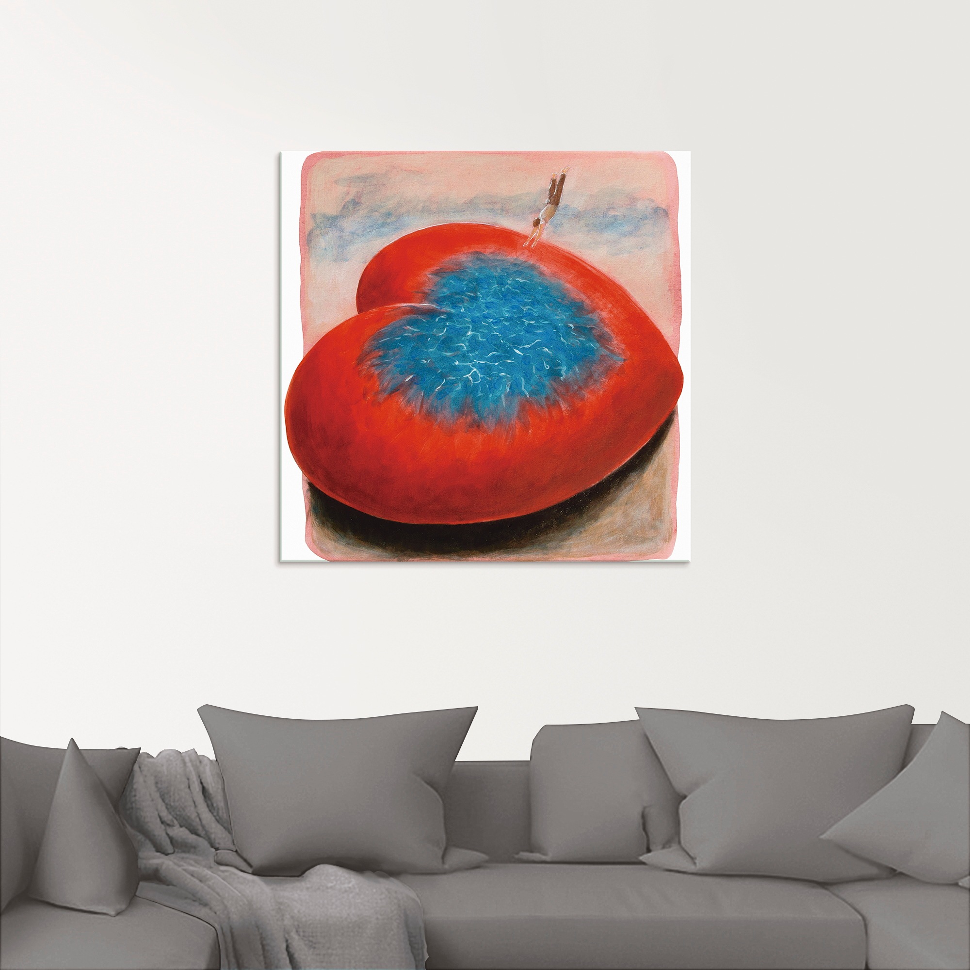 Artland Glasbild »Sprung ins kalte Wasser«, Herzen, (1 St.), in verschiedenen Grössen